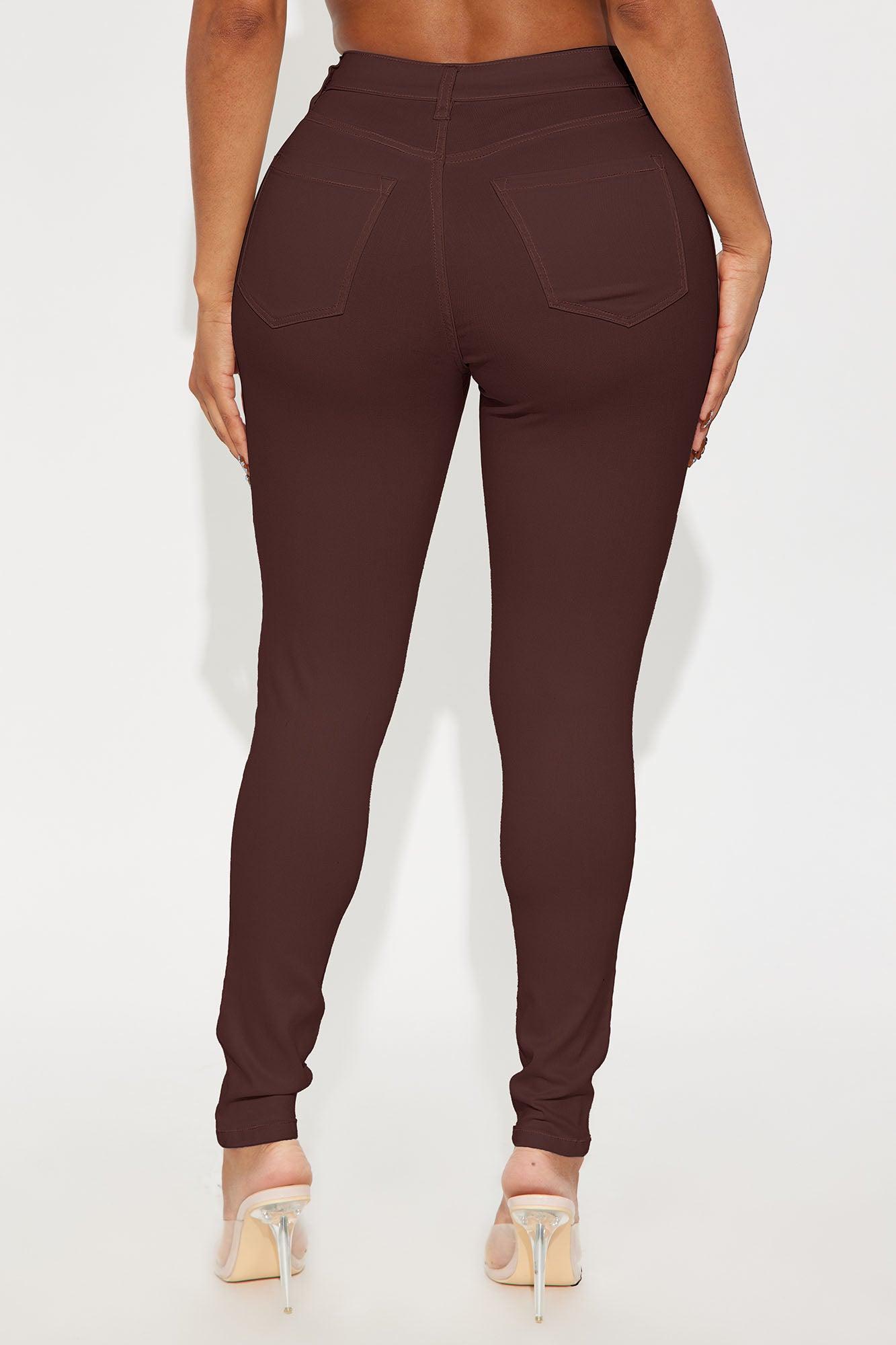 Classic Mid Waist Soft Stretch Skinny Jeans - Brown Product Image