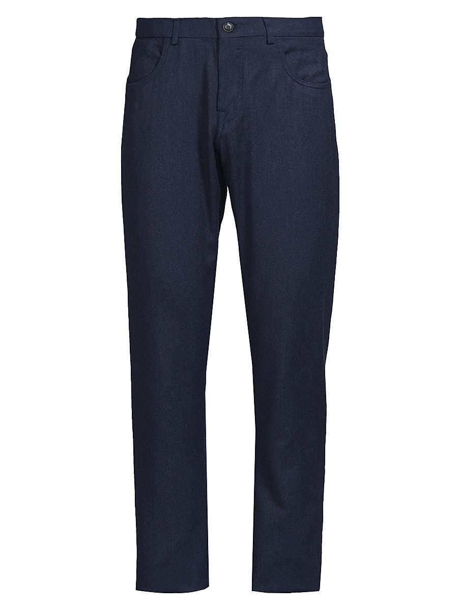 Mens Solid Flannel Wool Trousers Product Image