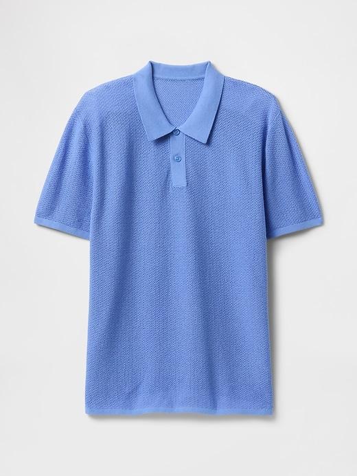 Textured Crochet Polo Shirt Product Image