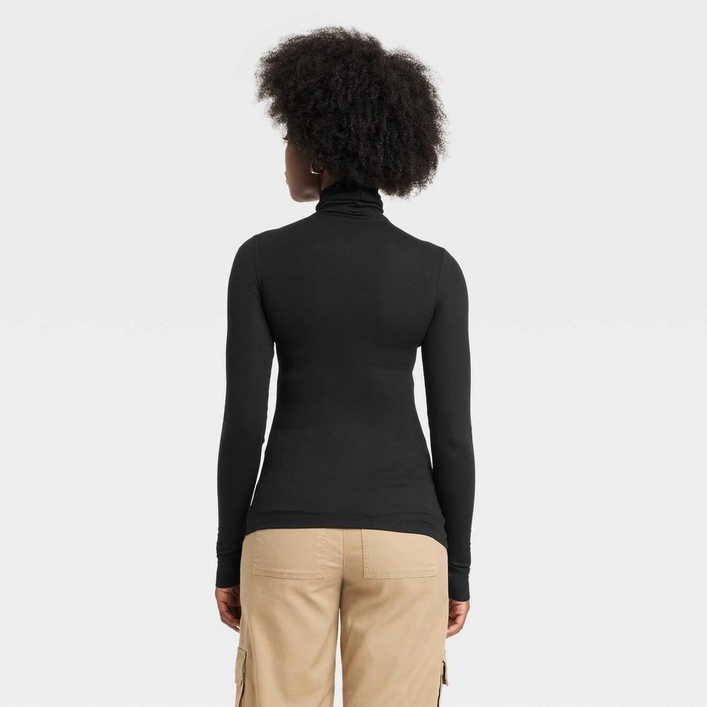 Women's Long Sleeve Featherweight Turtleneck - Universal Thread™ Black M Product Image