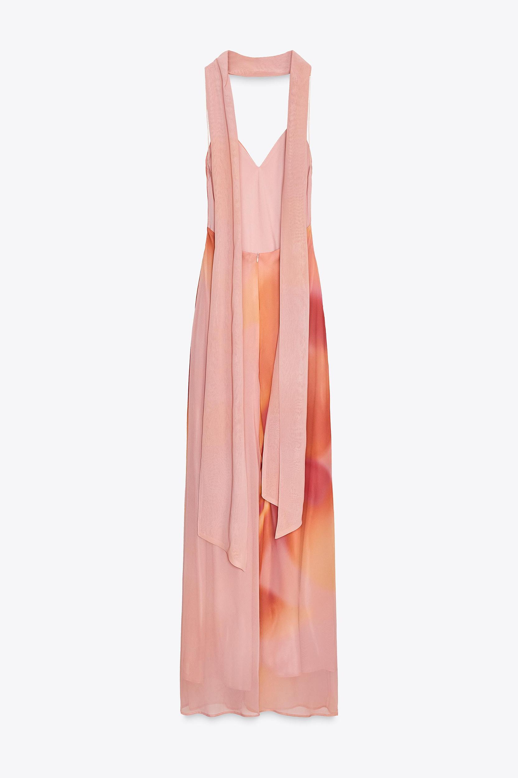 PRINTED LONG DRESS WITH SCARF Product Image