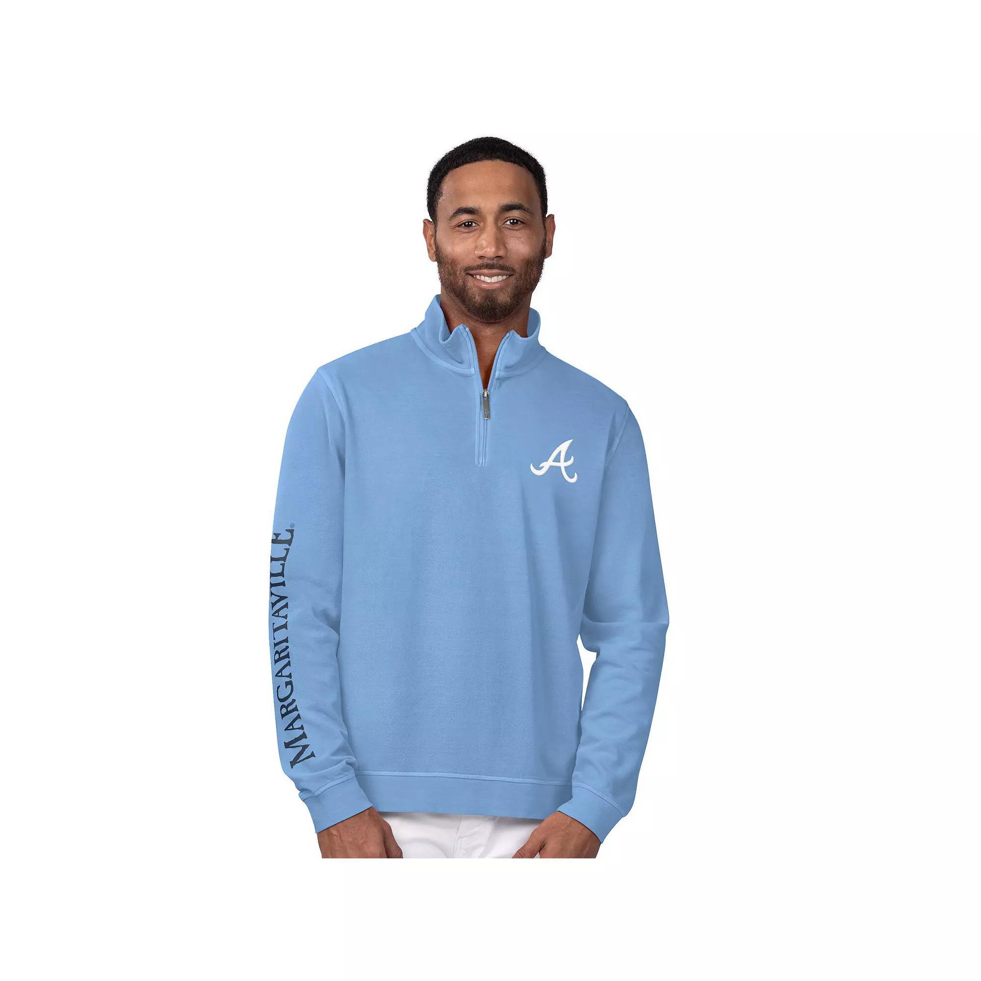 Men's Margaritaville Light Blue Boston Red Sox First Pitch Quarter-Zip Pullover Top, Size: Small Product Image