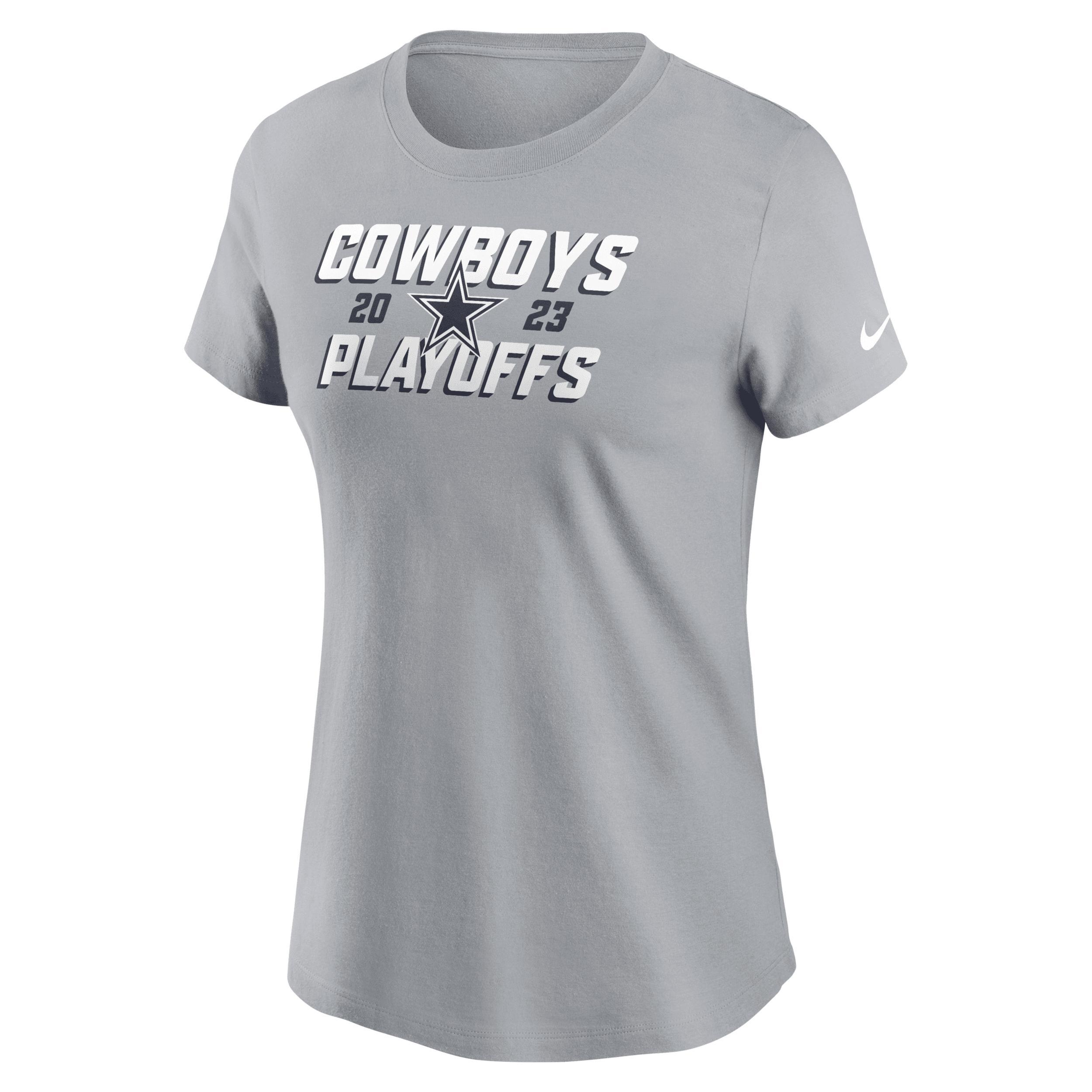 Womens Nike Gray Dallas Cowboys 2023 Nfl Playoffs Iconic T-shirt Product Image