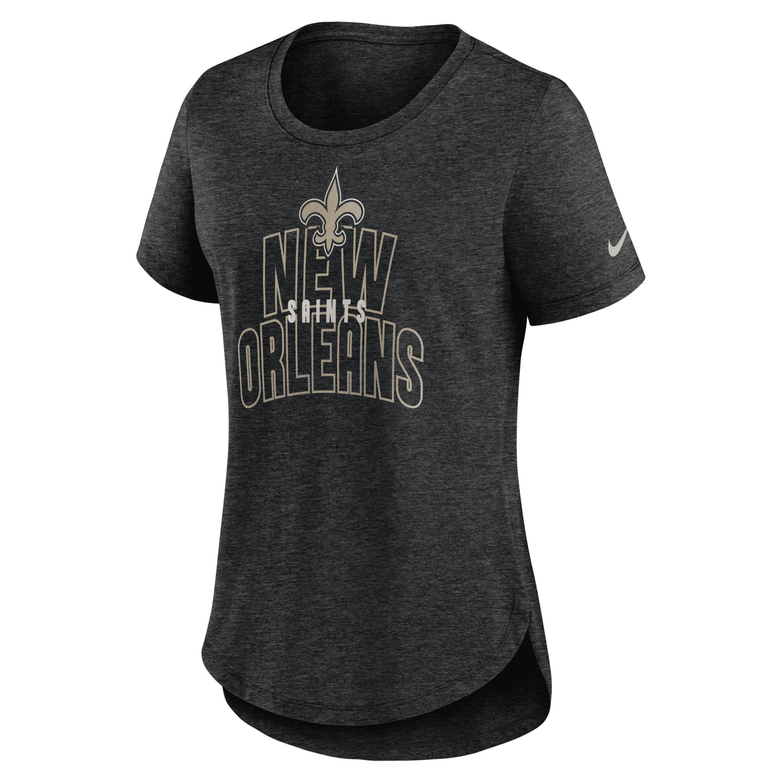 Women's Nike Heather Black New York Jets Fashion Tri-Blend T-Shirt, Size: 2XL, Charco Product Image