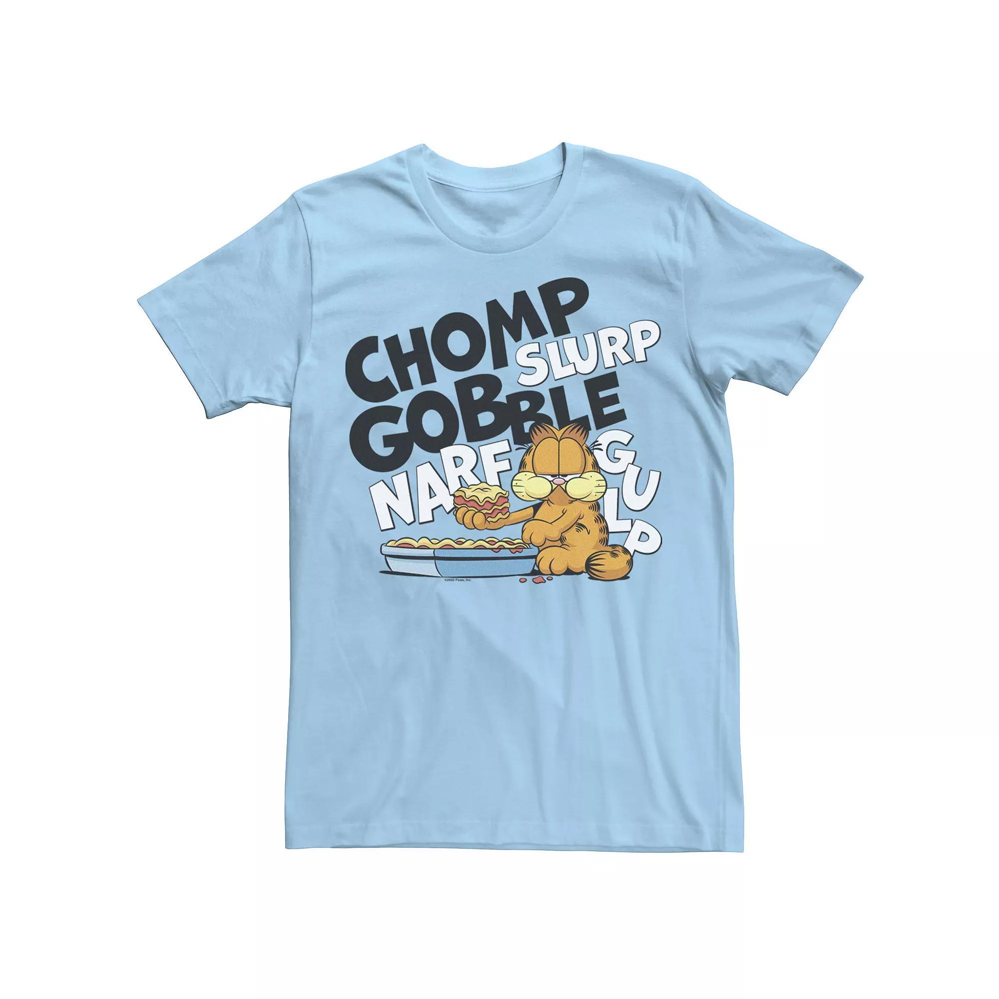 Men's Garfield Chomp Slurp Gobble Food Tee, Size: Small, Light Blue Product Image