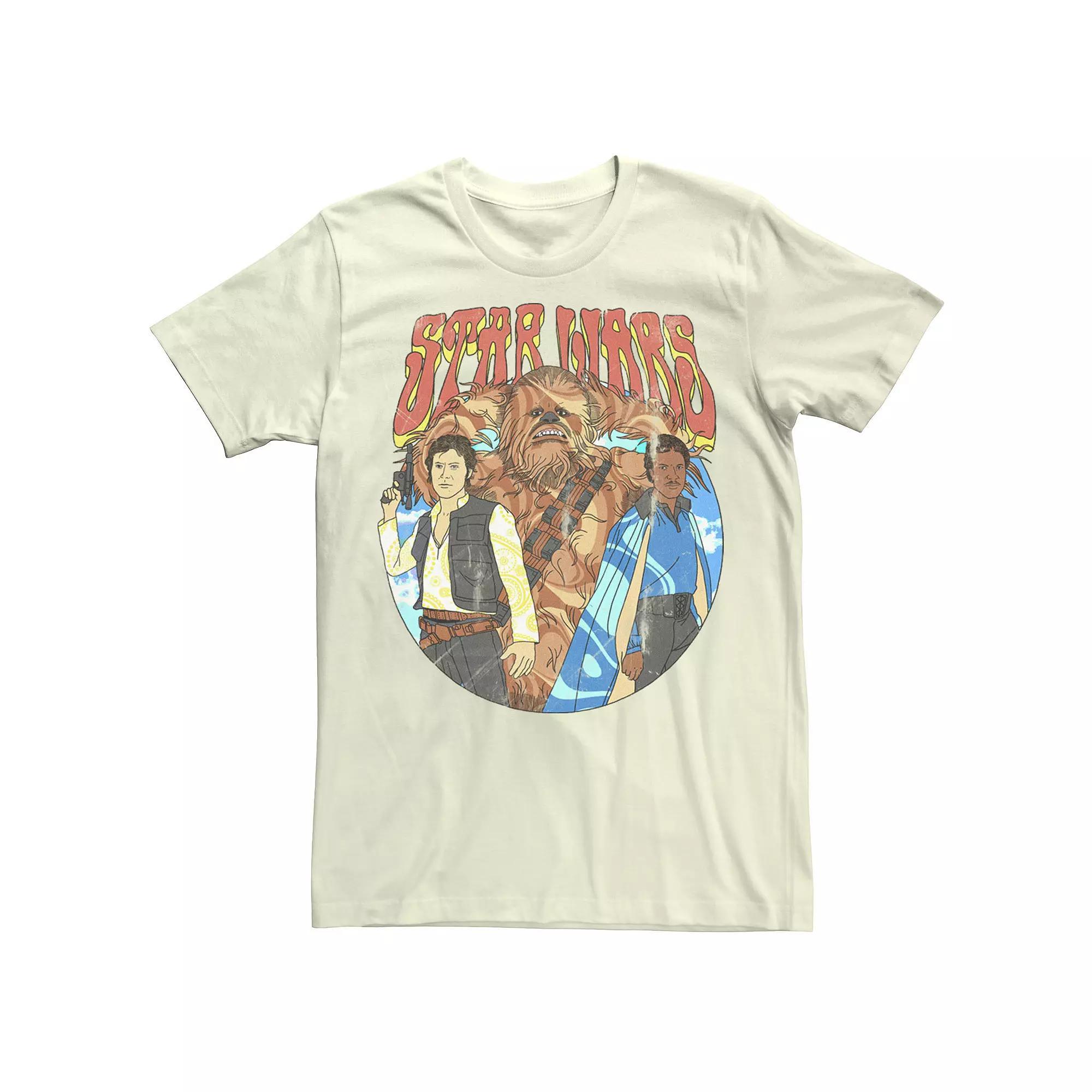 Men's Star Wars Han Solo & Crew Psychedelic Graphic Tee, Size: Medium, Natural Product Image