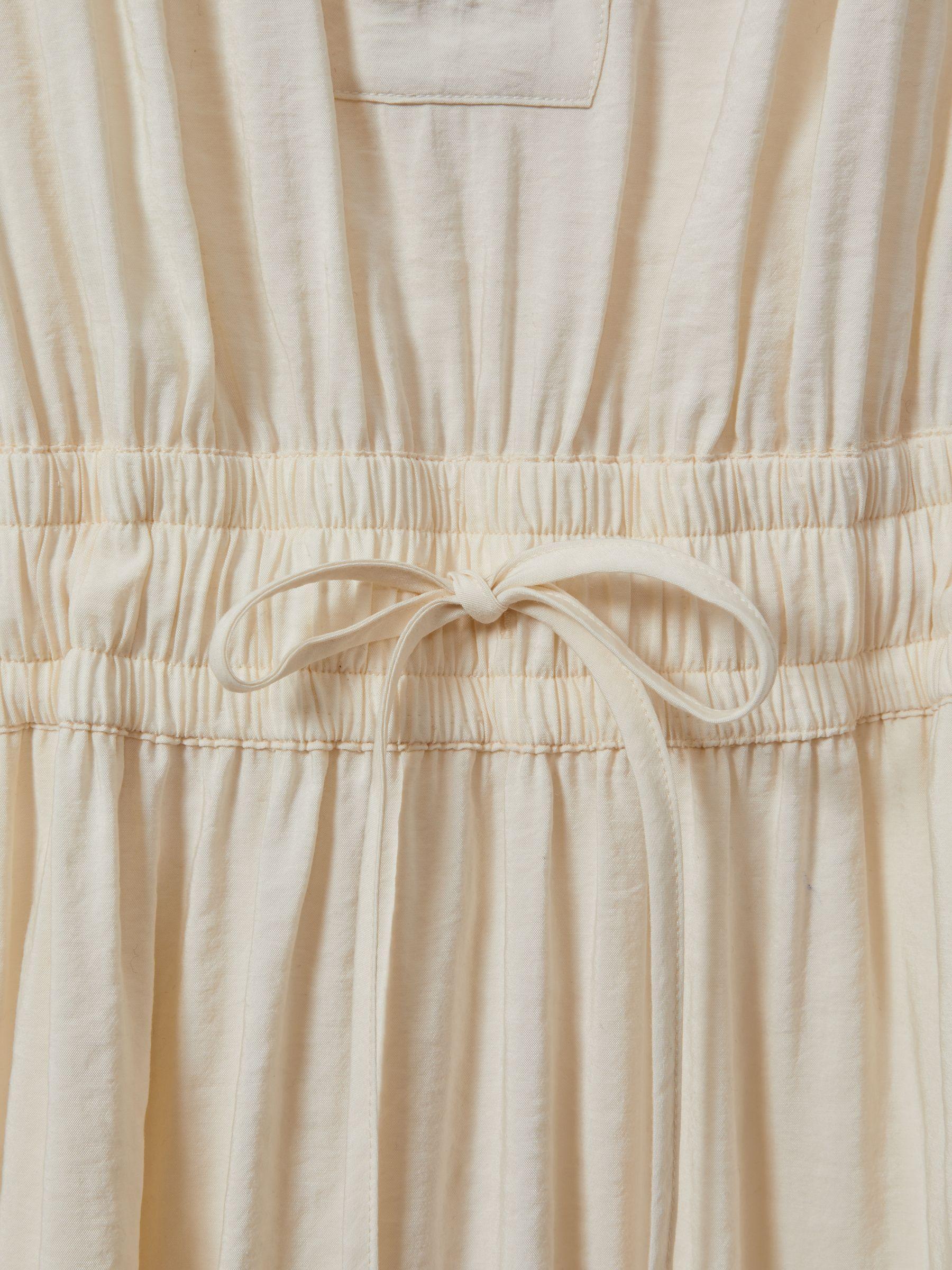 Drawstring Waist Tiered Midi Dress in Neutral Product Image