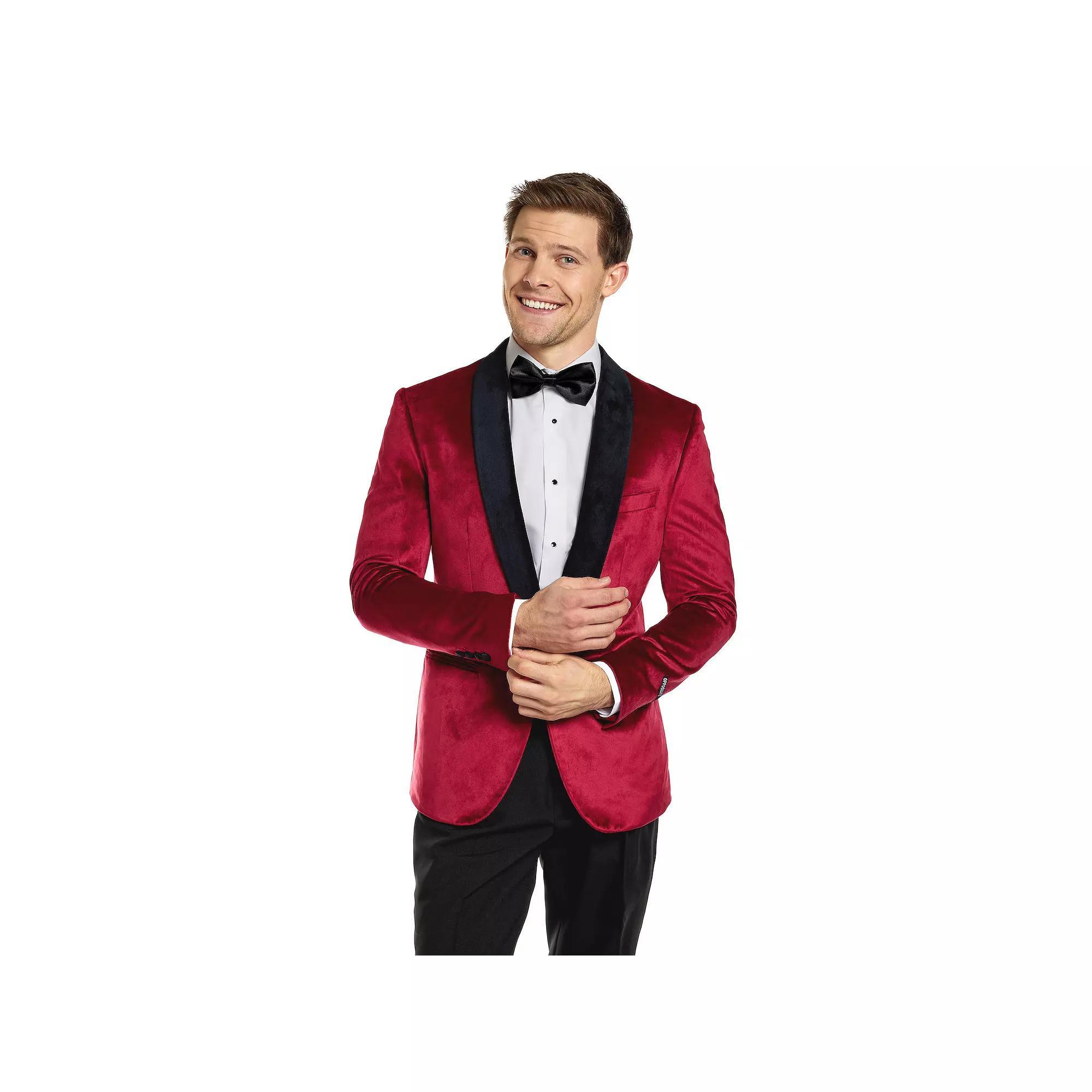 Men's OppoSuits Deluxe Novelty Modern-Fit Dinner Jacket Christmas Blazer, Size: 38 - Regular, Red Dinner Product Image