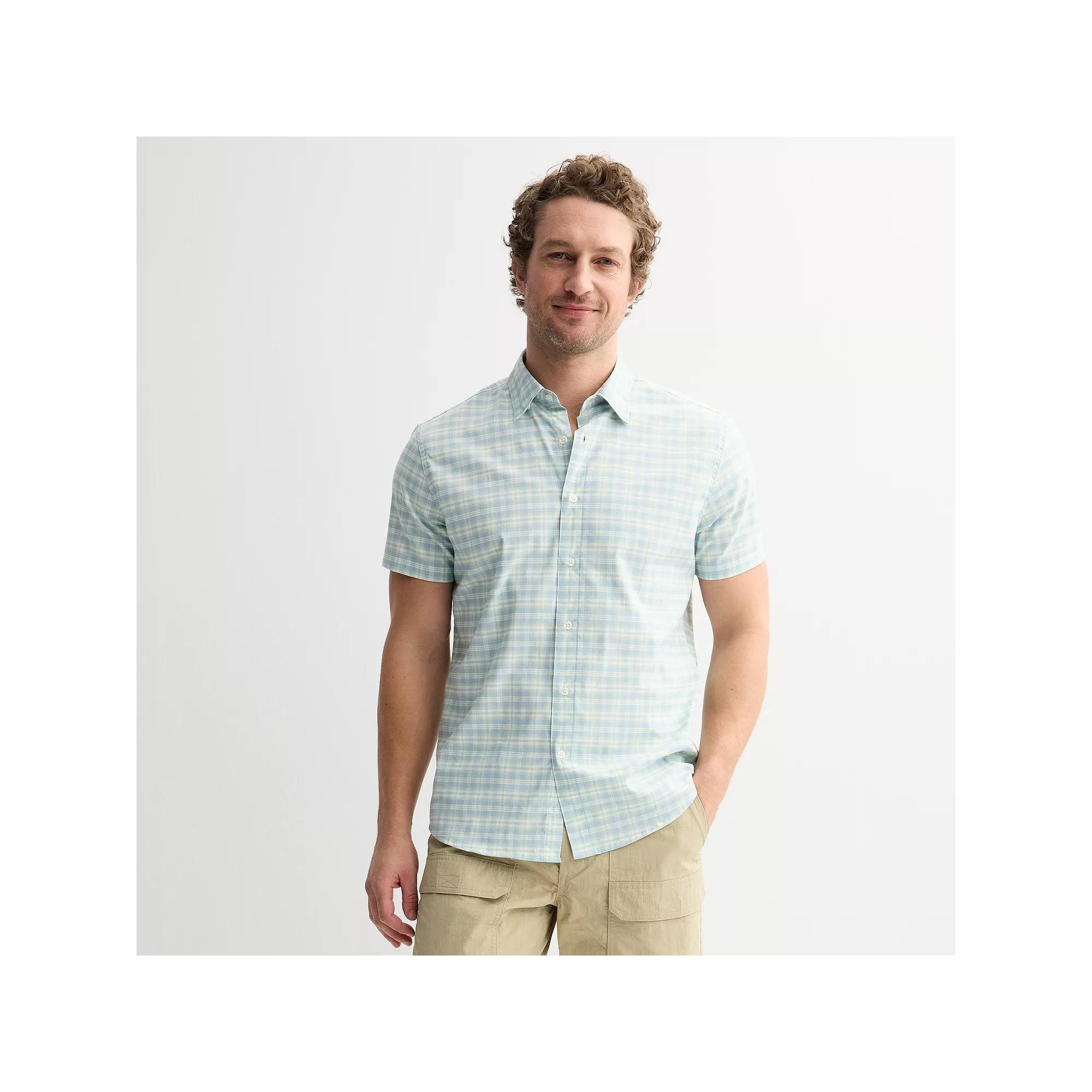Men's Sonoma Goods For Life® Short Sleeve Performance Shirt, Size: Small, Pro Plaid Green Product Image