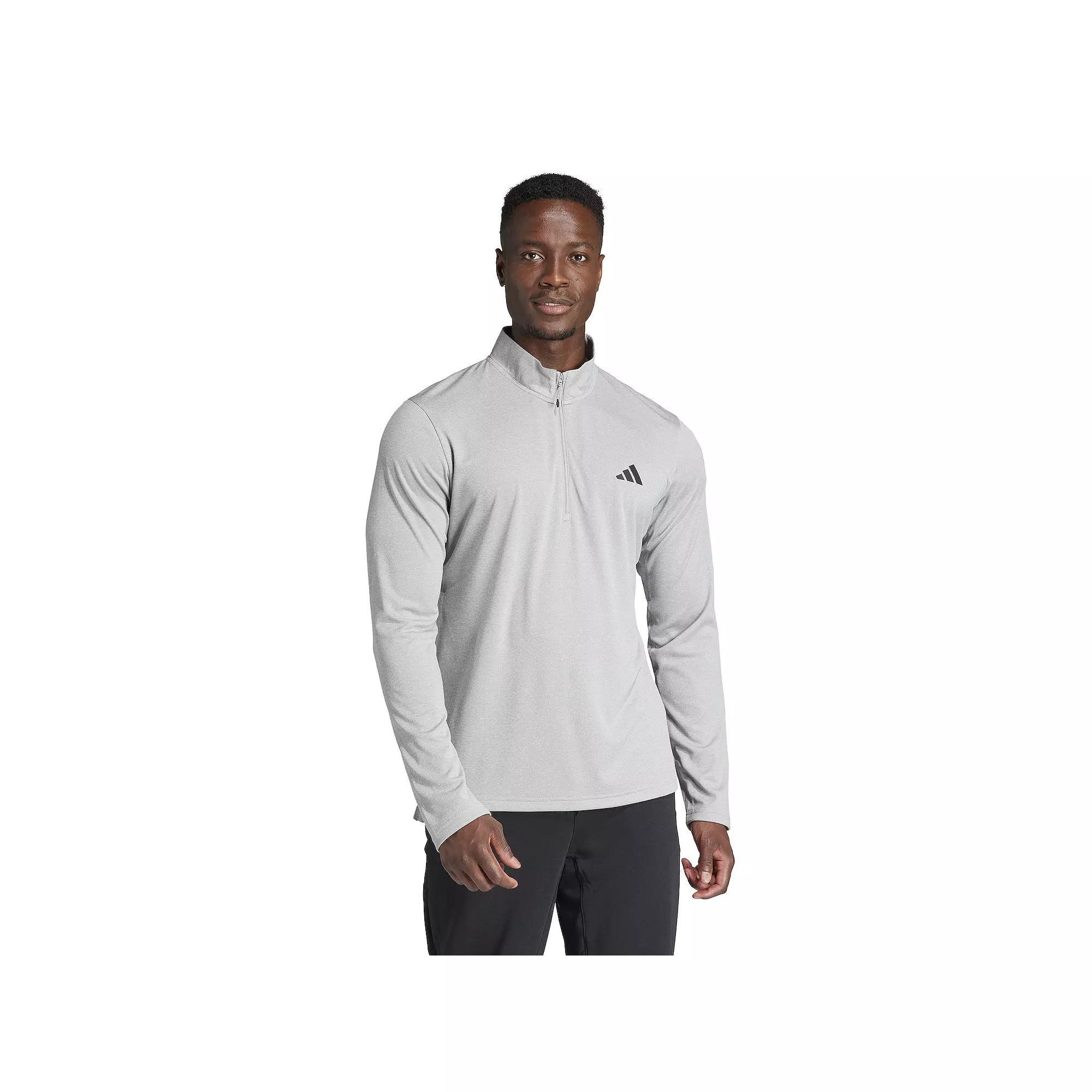 Men's adidas Train Essentials Quarter-Zip Pullover, Size: Medium, Medium Gray Grey Product Image