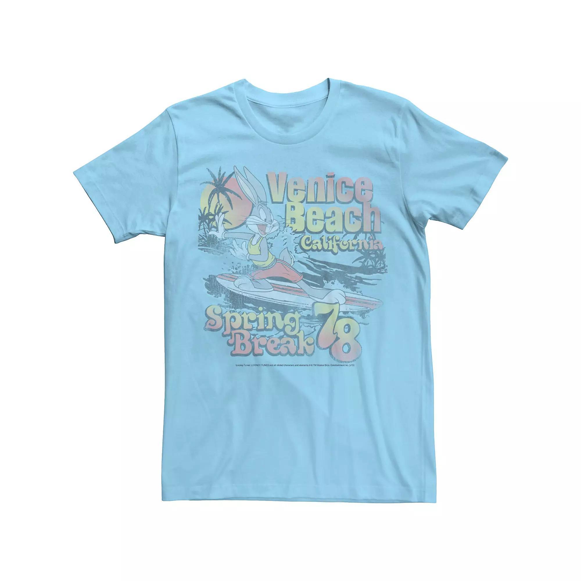 Men's Looney Tunes Bugs Bunny Venice Beach Spring Break 78 Tee, Size: XXL, Light Blue Product Image