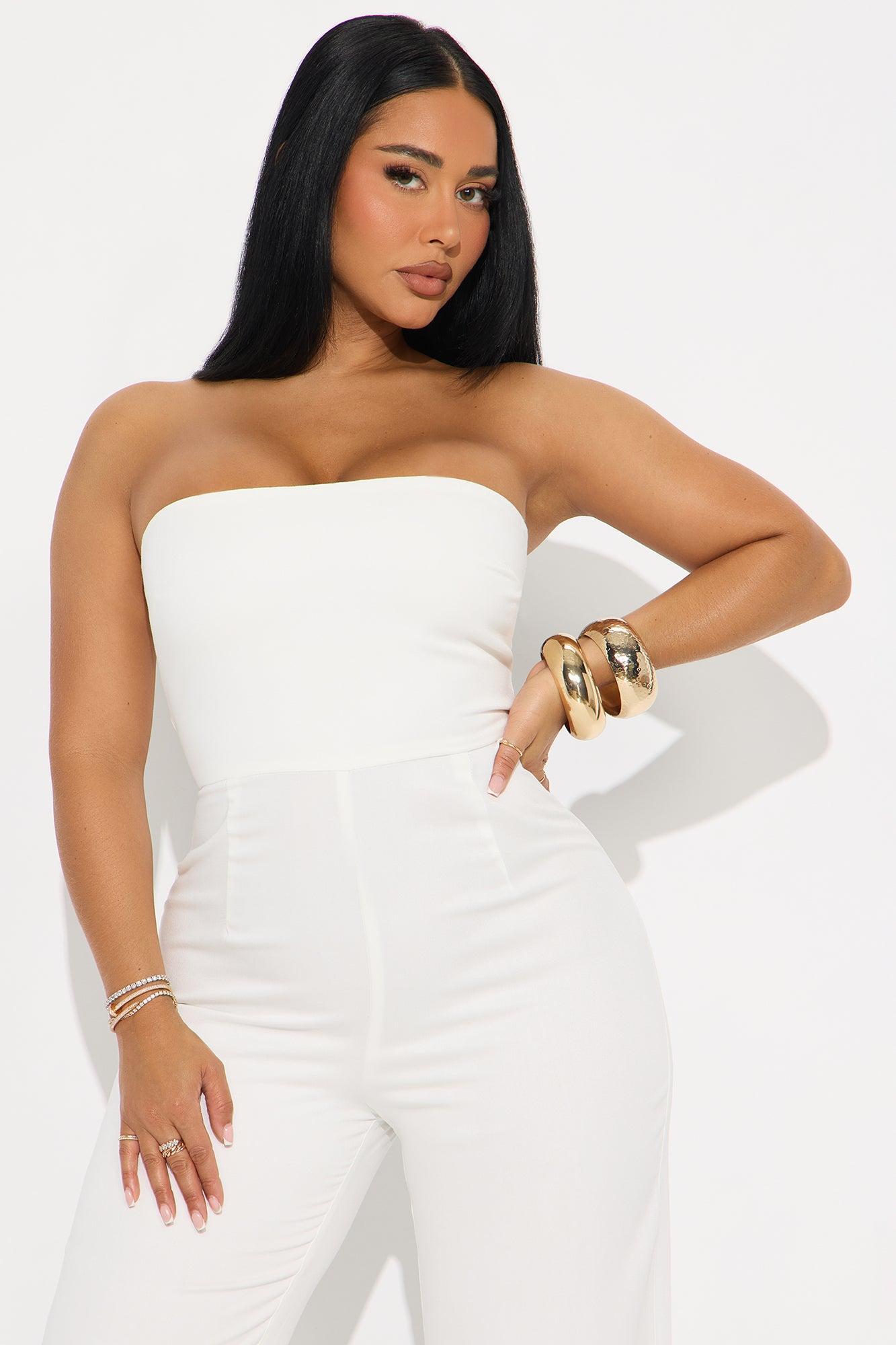 Ariana Wide Leg Jumpsuit - White Product Image