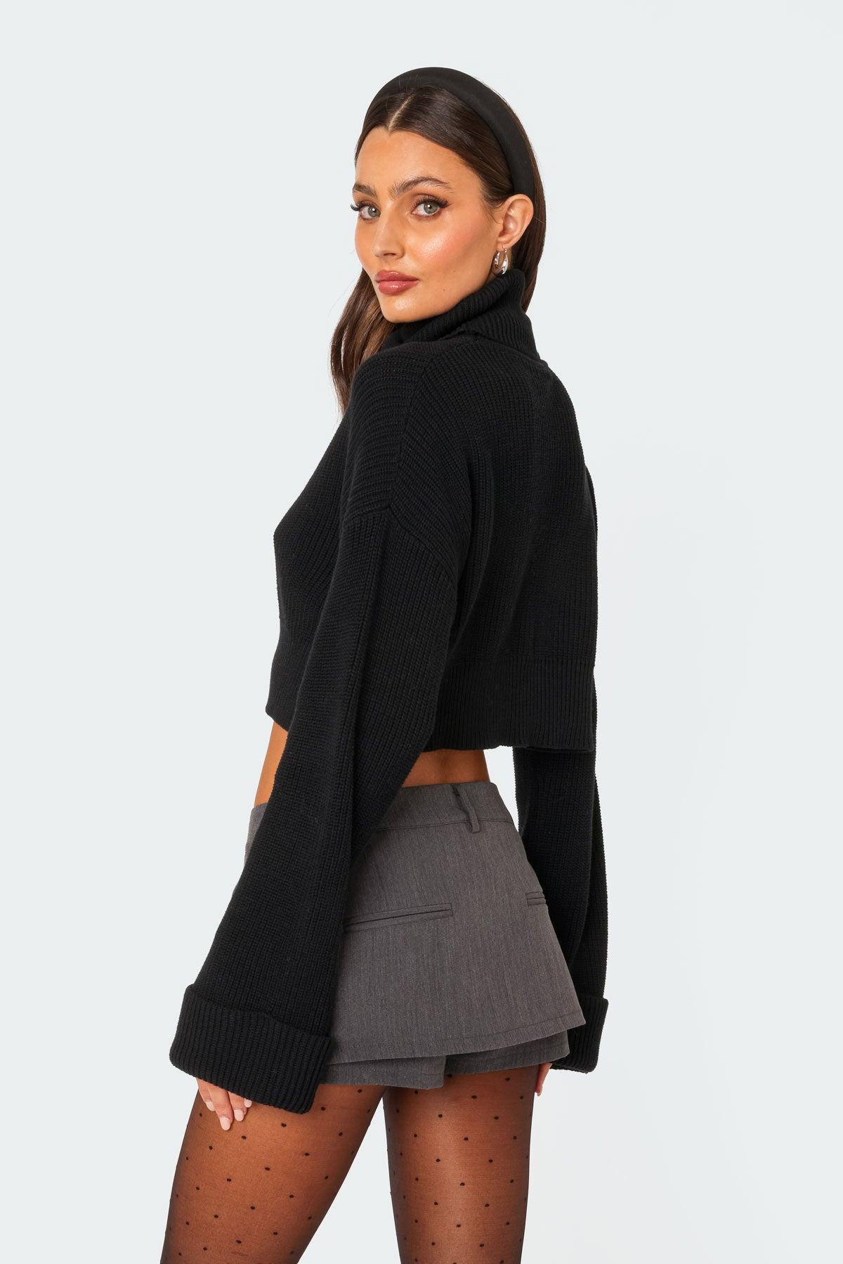 Oversized Turtle Neck Cropped Sweater Product Image