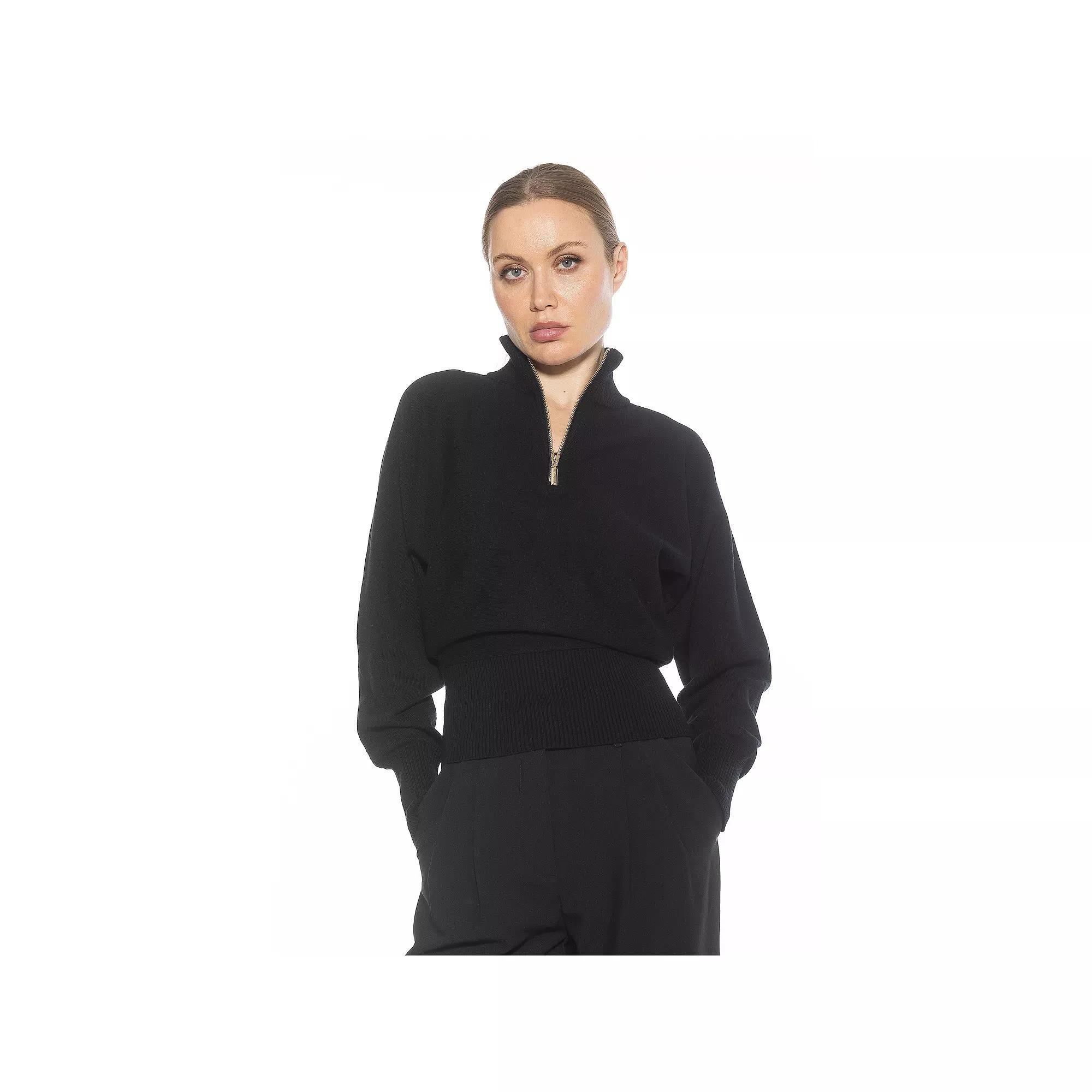 Women's ALEXIA ADMOR Niko Turtleneck Sweater with Front Zipper Detail, Size: Small, Brown Product Image