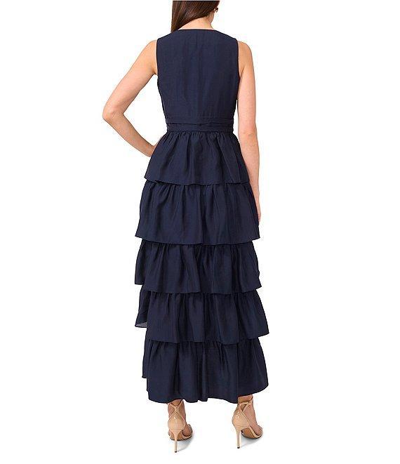 1. STATE V-Neck Sleeveless Cascading Ruffle Maxi A-Line Dress Product Image