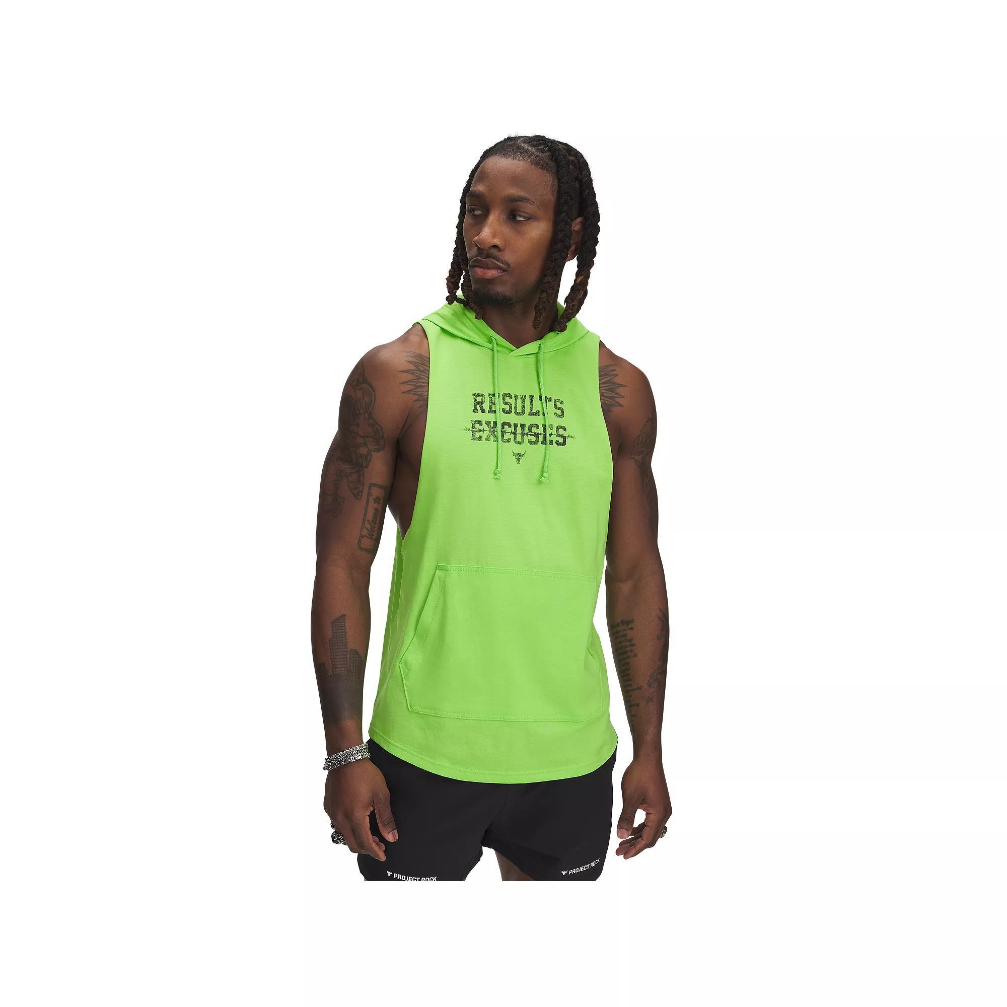Men's Under Armour Project Rock Wire Sleeveless Hoodie, Size: Large, Cyber Grn Product Image
