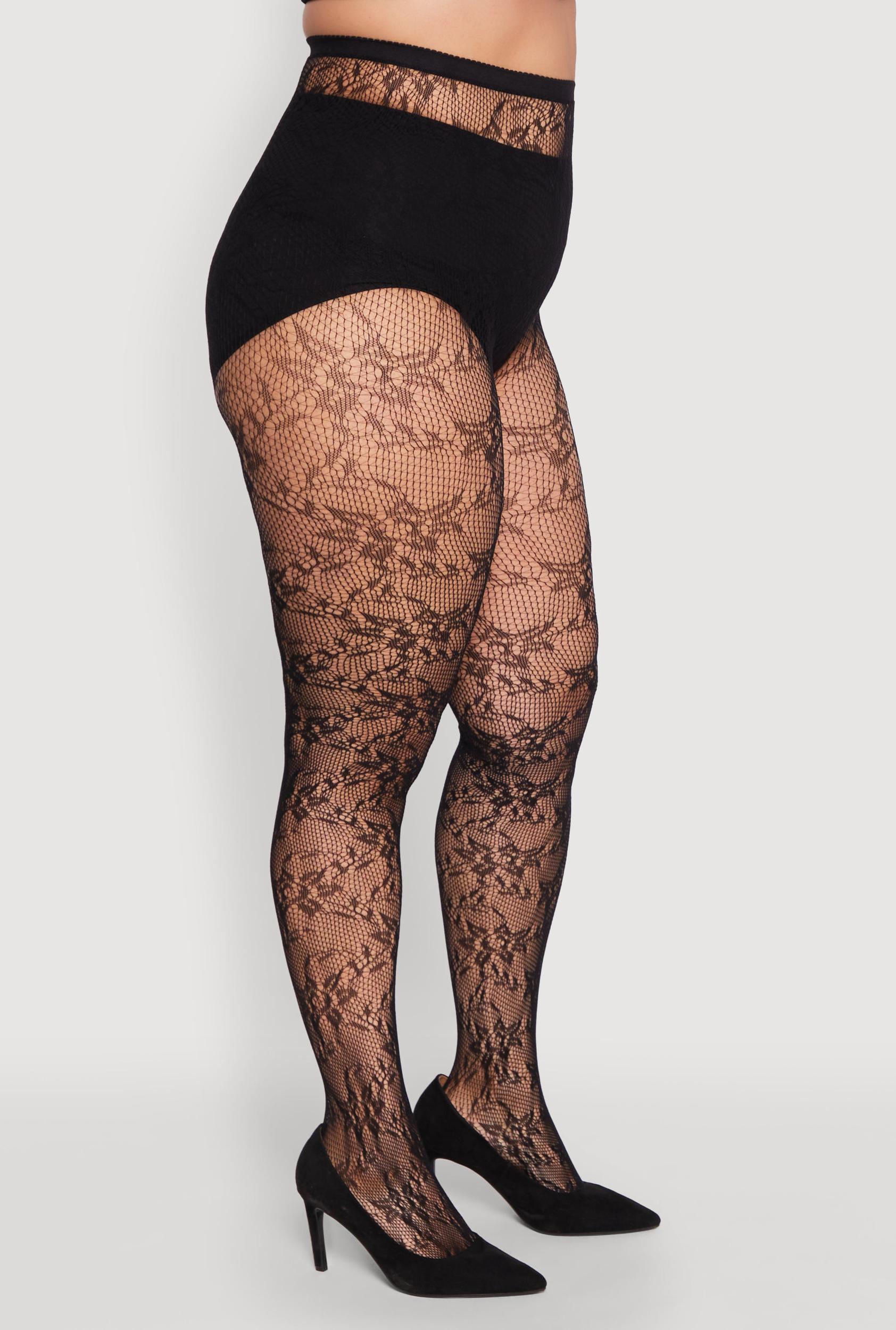 Womens Plus Size Fishnet Patterned High Waist Tights Product Image