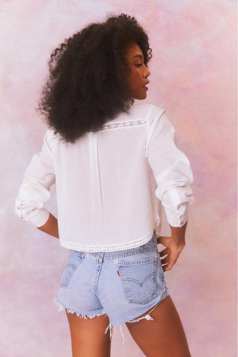 Embellished Rosaway Cotton Bow Top Product Image