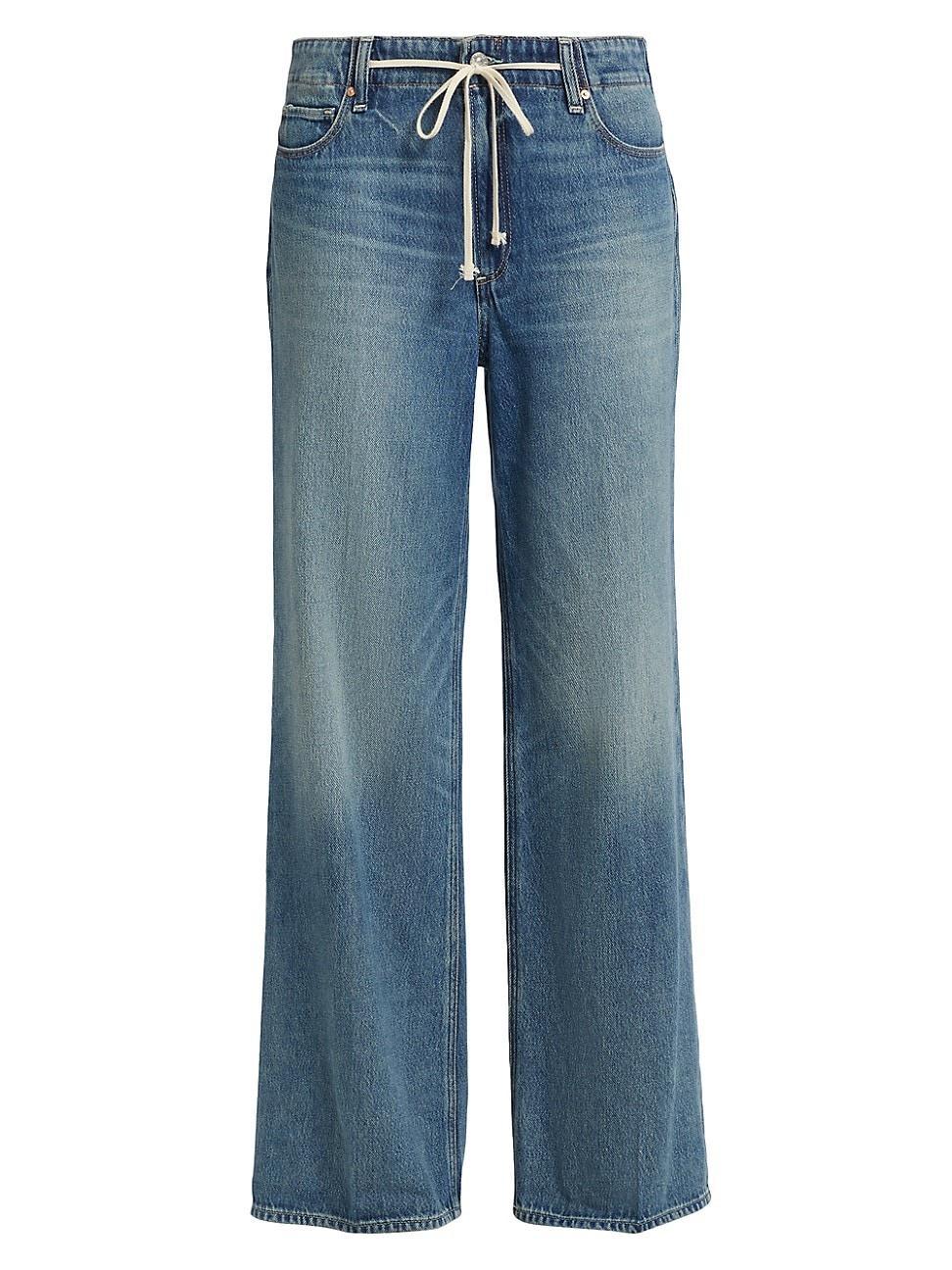 Womens Zoey Tie-Waist Wide-Leg Jeans Product Image