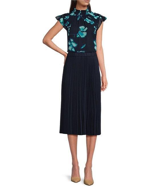 Calvin Klein Pleated Pull-On Midi Skirt Product Image