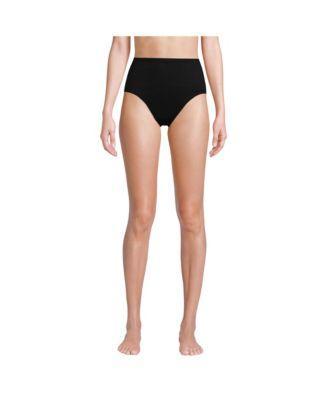 Women's Lands' End Smoothing High Waisted Bikini Bottoms, Size: 12, Deep  Blue Floral Product Image