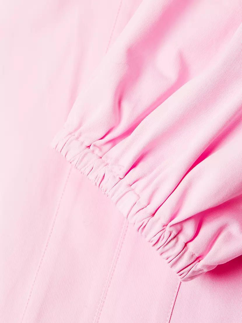 Plus Puff-Sleeve Cotton Mini Sheath Dress Product Image