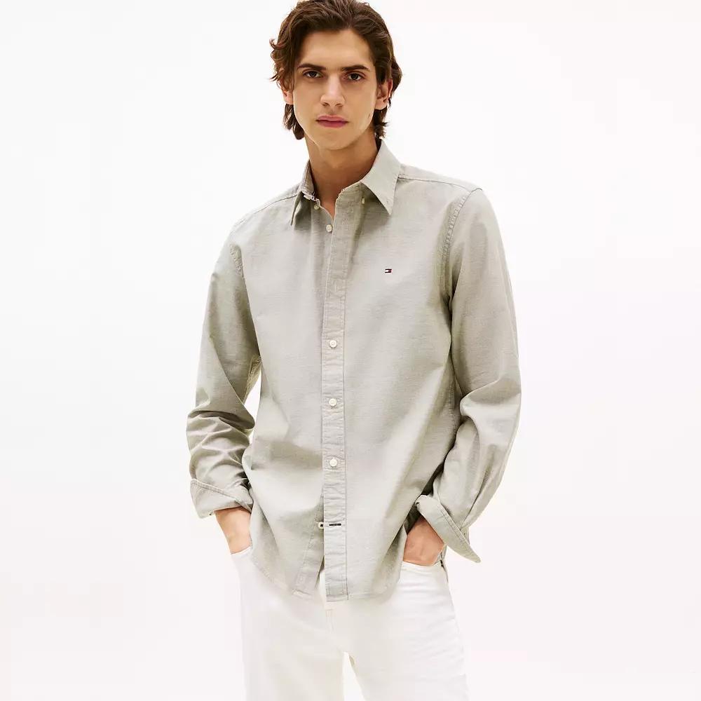 Men's Tommy Hilfiger Regular Fit Essential Stretch Oxford Shirt, Size: XXL, Medium Red Product Image