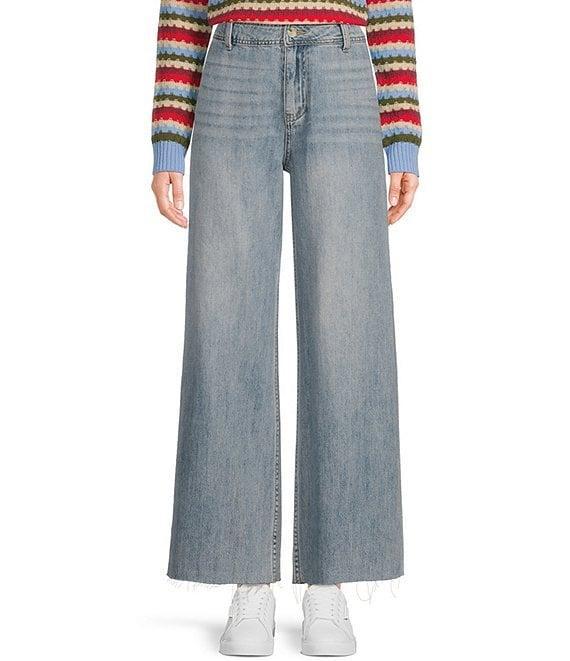 Prosperity Denim High Rise Wide Leg Raw Hem Trouser Jeans Product Image