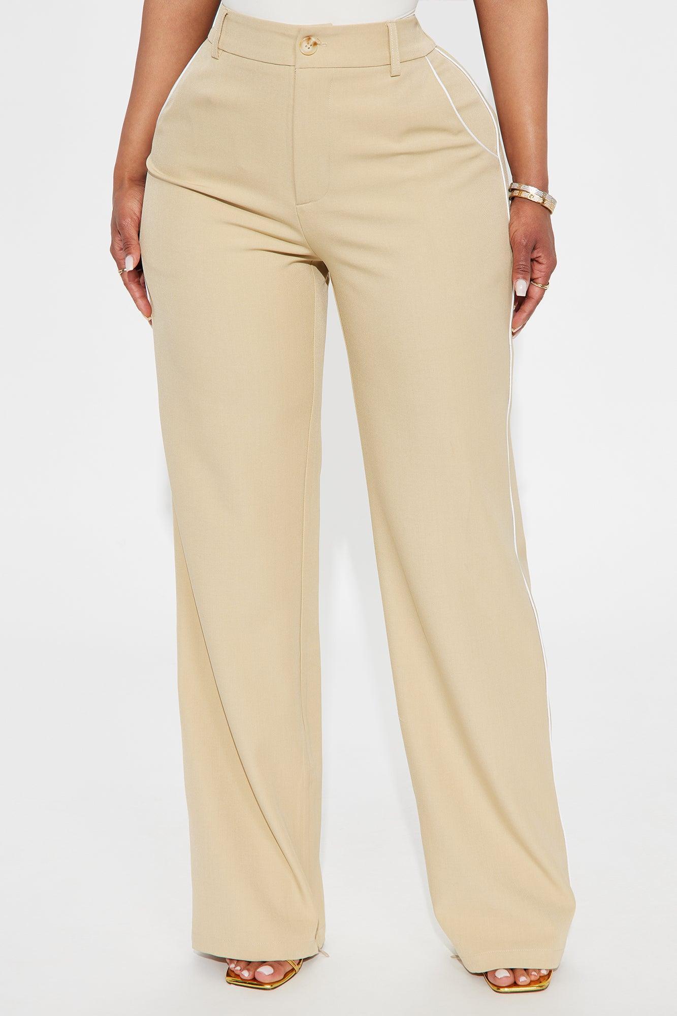 Camryn Wide Leg Trouser Pant - Khaki Product Image