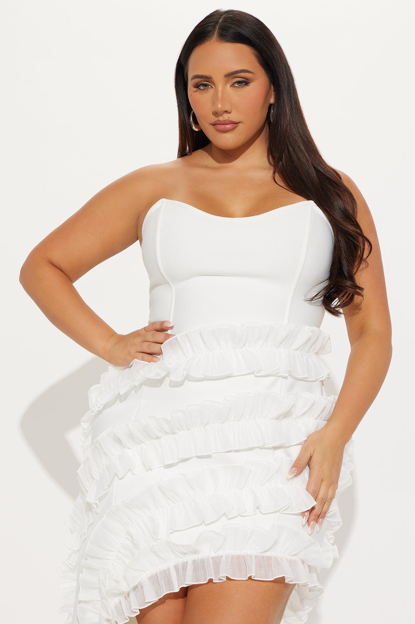 All Mine Ruffle Bandage Maxi Dress - White Product Image