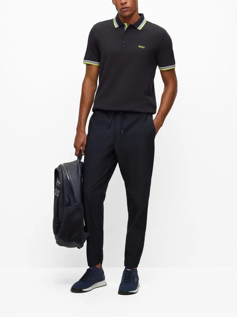 HUGO BOSS Pikee-poloshirt Mit Logo-stickerei In Black Product Image