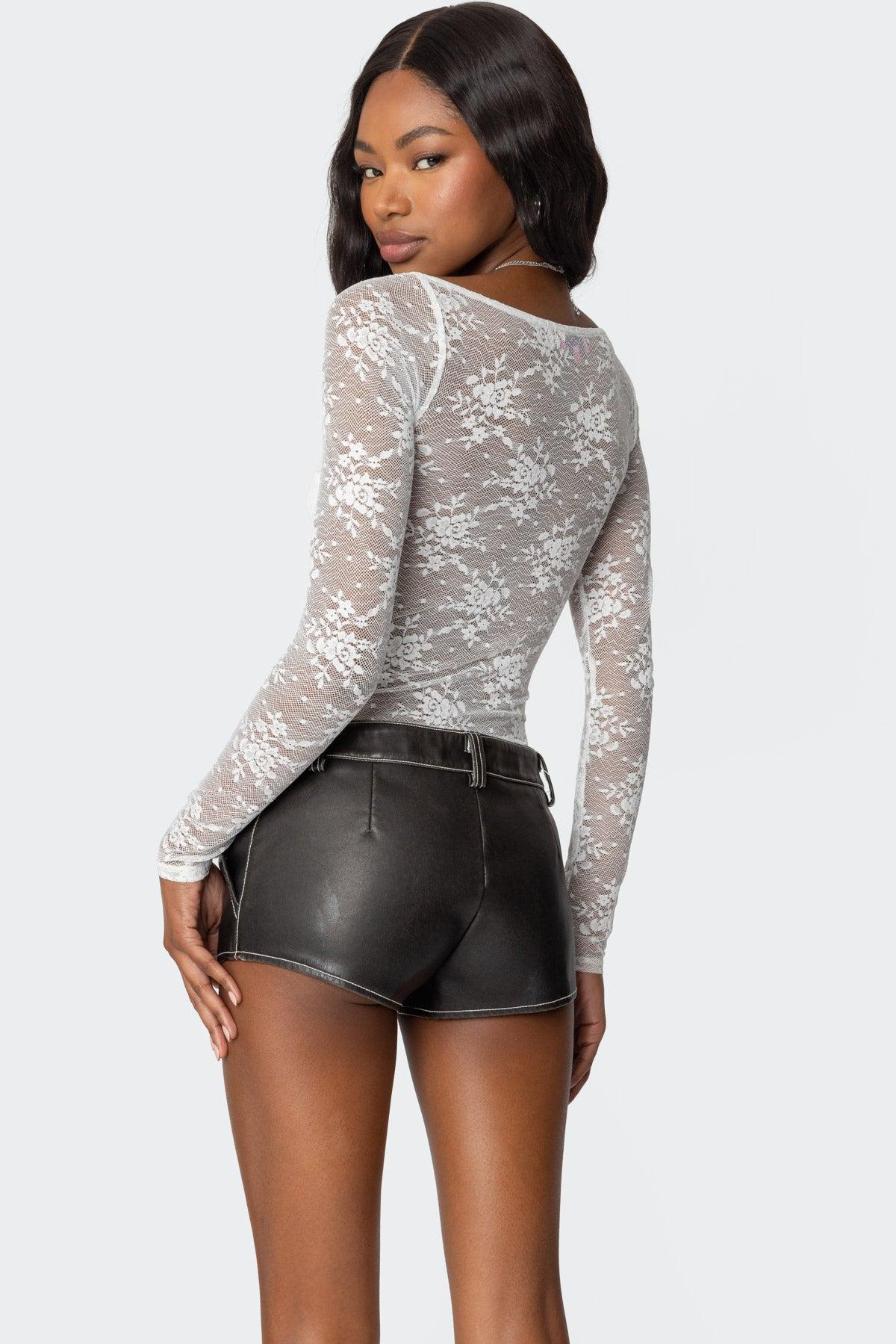 Ally Sheer Lace Cupped Bodysuit Product Image