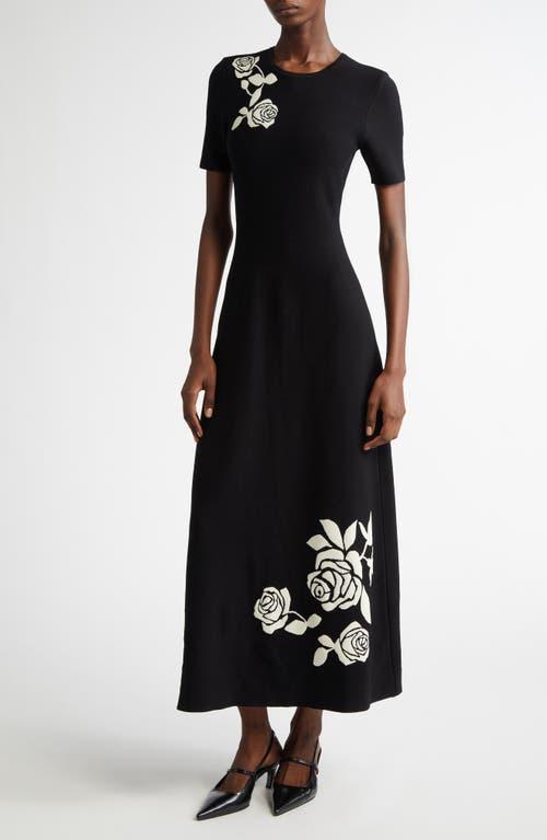 LELA ROSE Jacquard Knit Midi Dress In Black Product Image