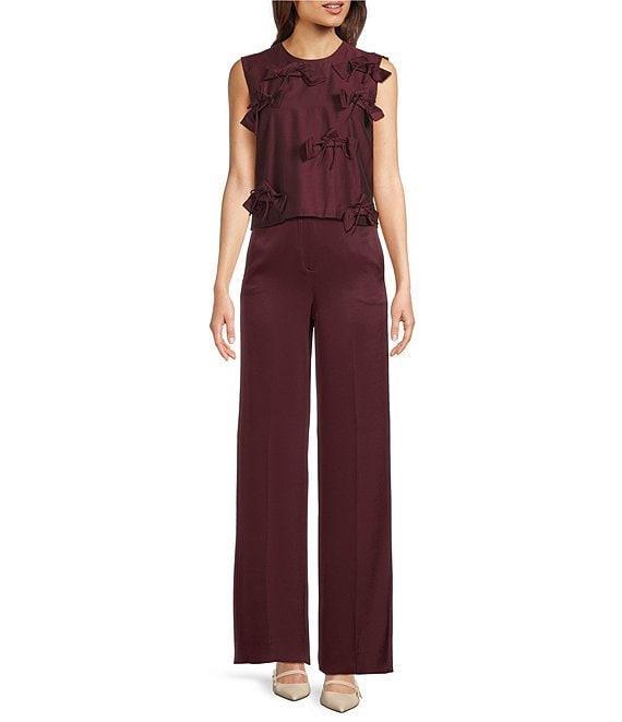 Marella Canore Popline Embroidered Bow Round Neck Sleeveless Top Product Image