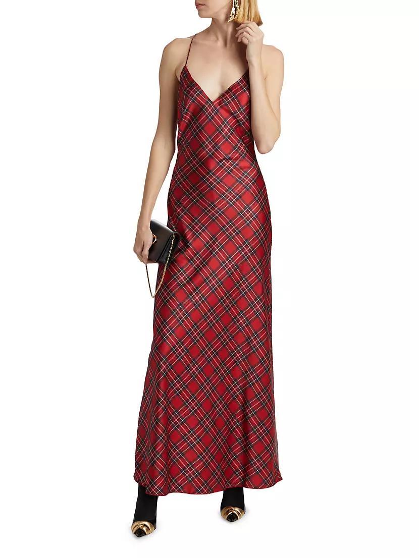 Bethanne Plaid Satin Maxi Dress Product Image
