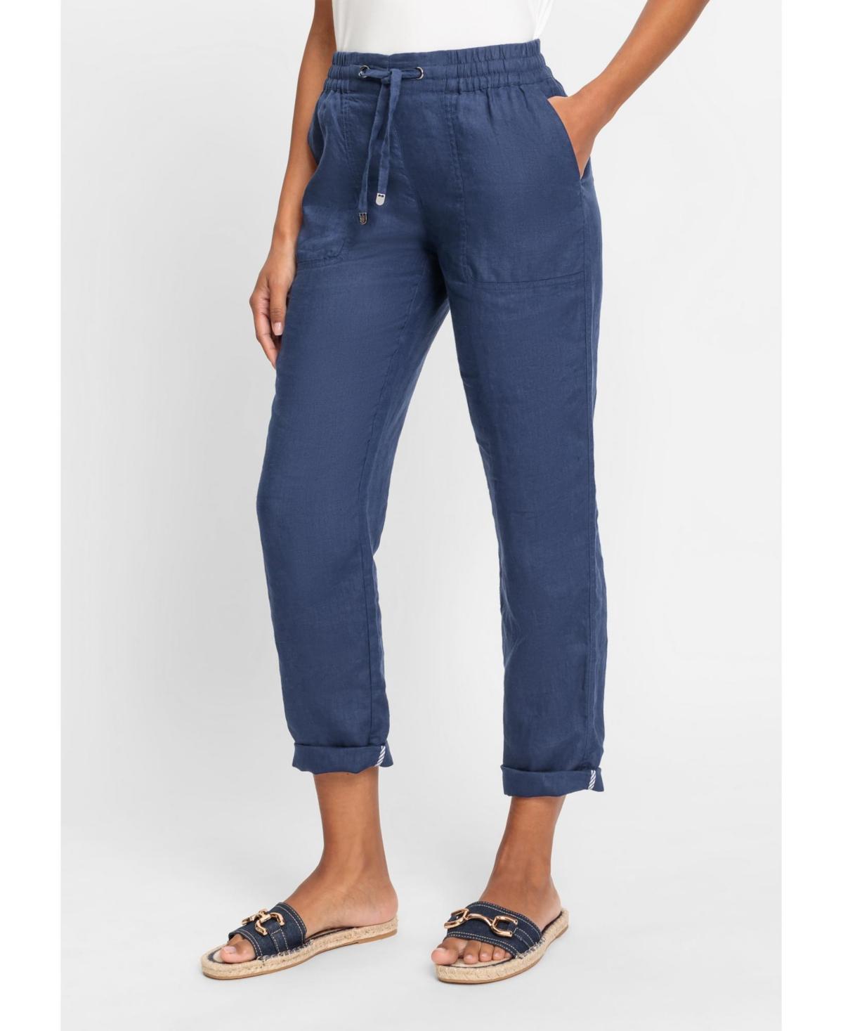 Olsen Womens Lisa Fit Straight Leg 100% Linen Drawstring Pant Product Image