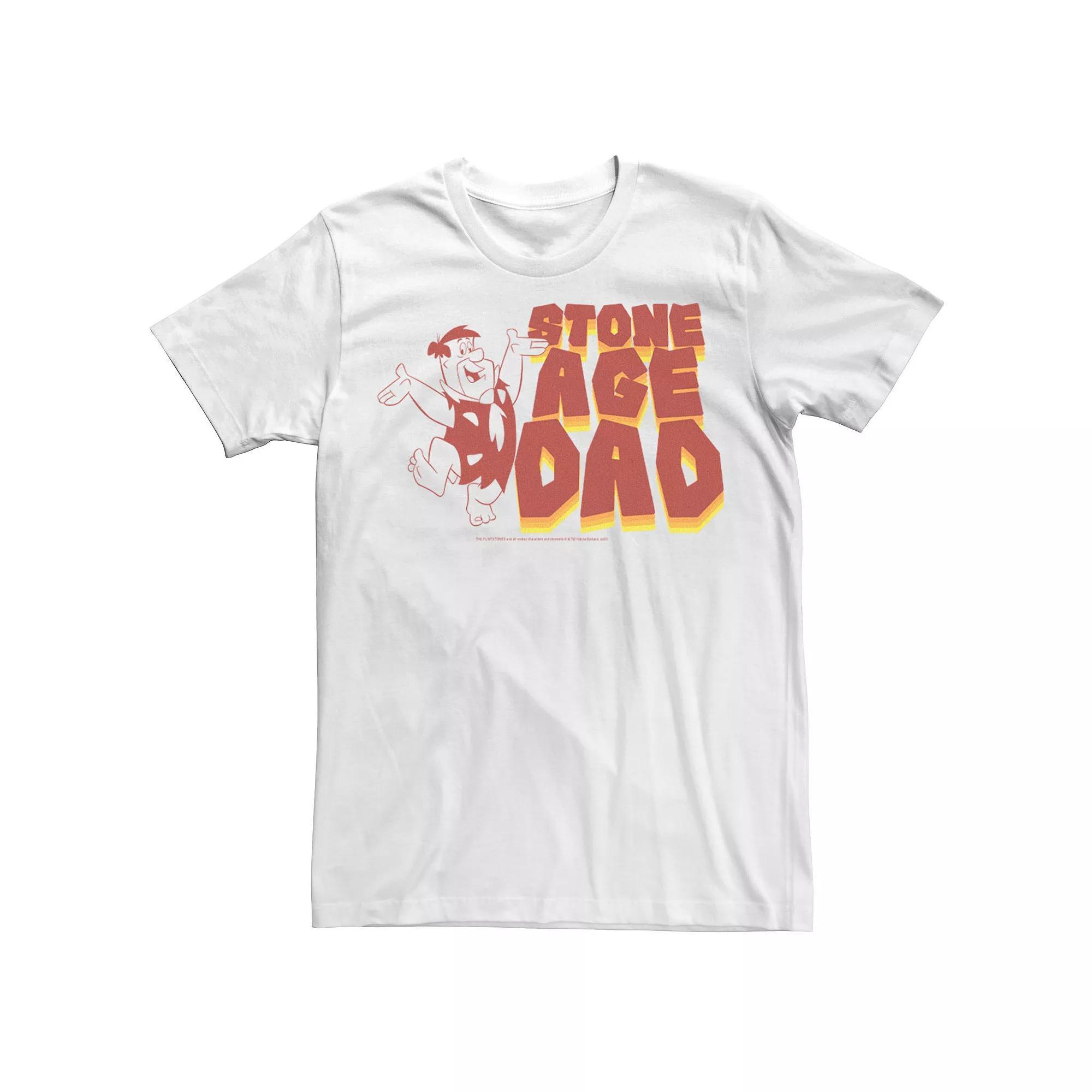 Men's Flinstones Dad Of Stone Age Father Text Tee, Size: XXL, White Product Image
