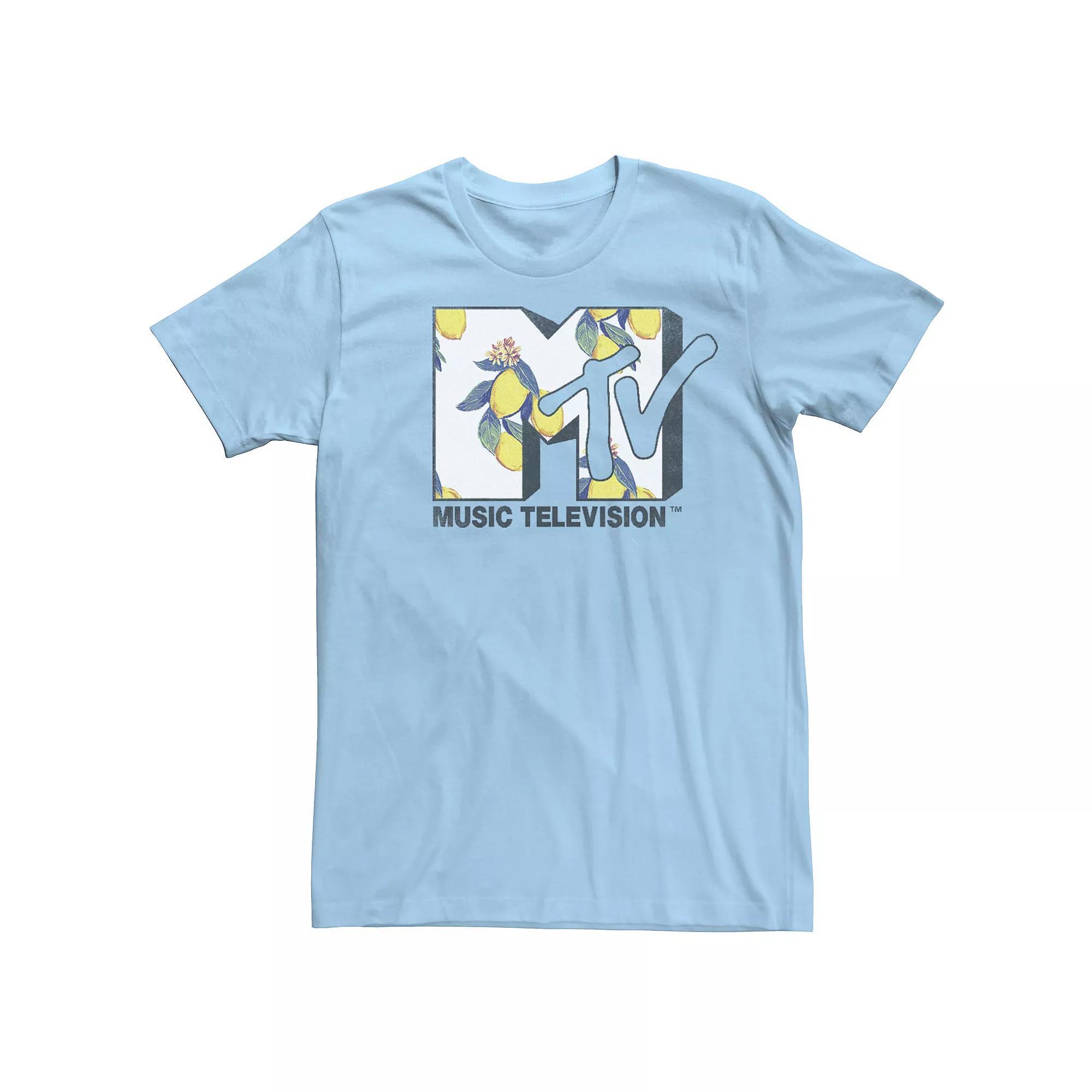 Men's MTV Lemon Branch White Logo Short Sleeve Tee, Size: Small, Light Blue Product Image