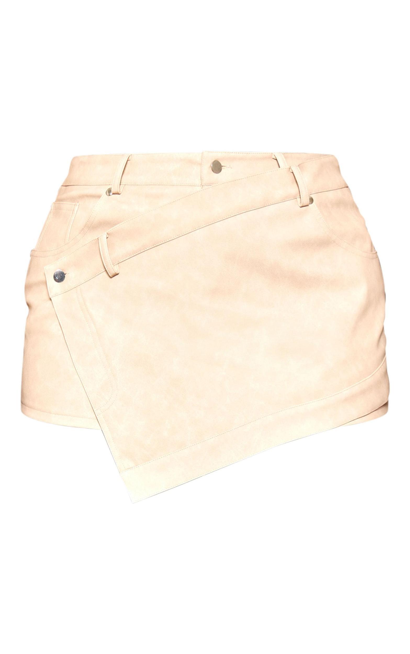 Plus Stone Faux Leather Wrap Detail Skort Product Image