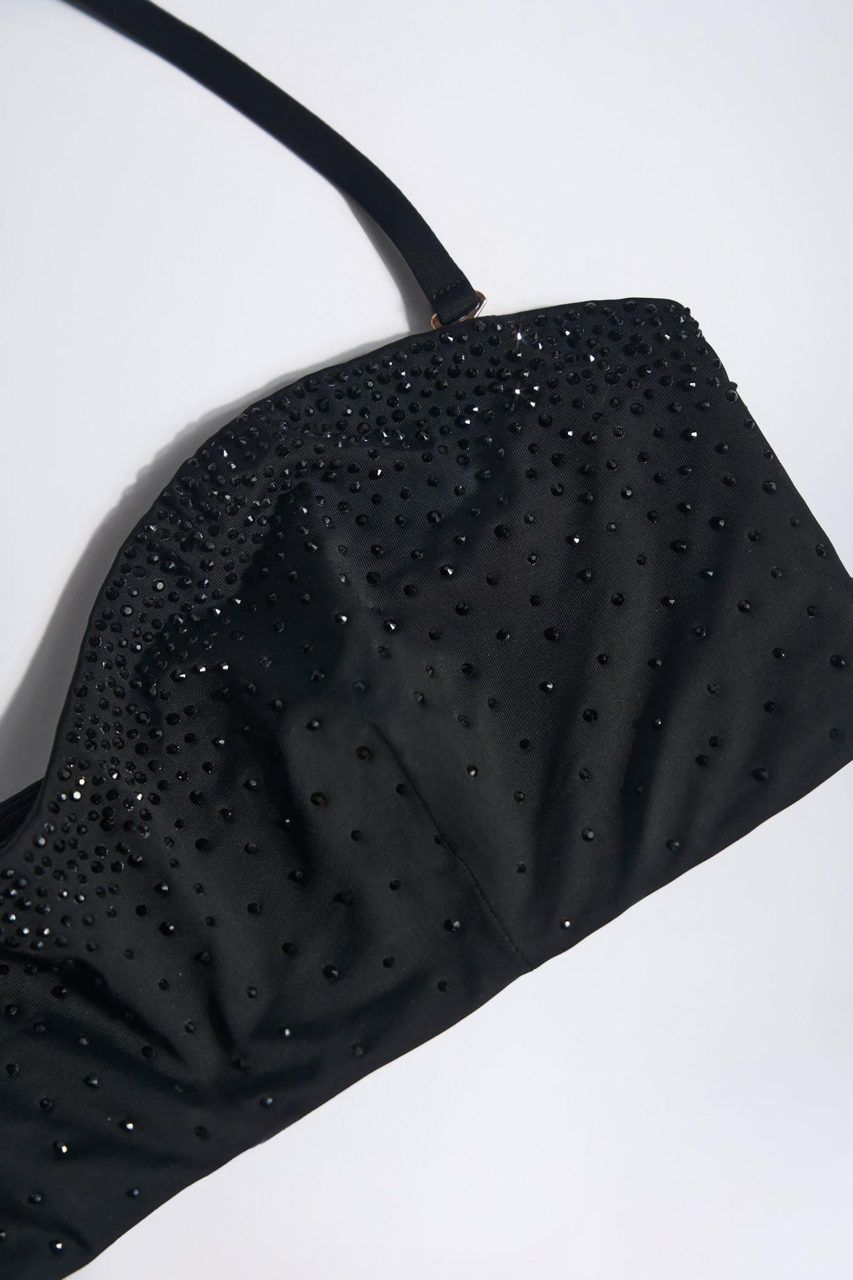 Embellished Bandeau Bikini Top in Black Product Image