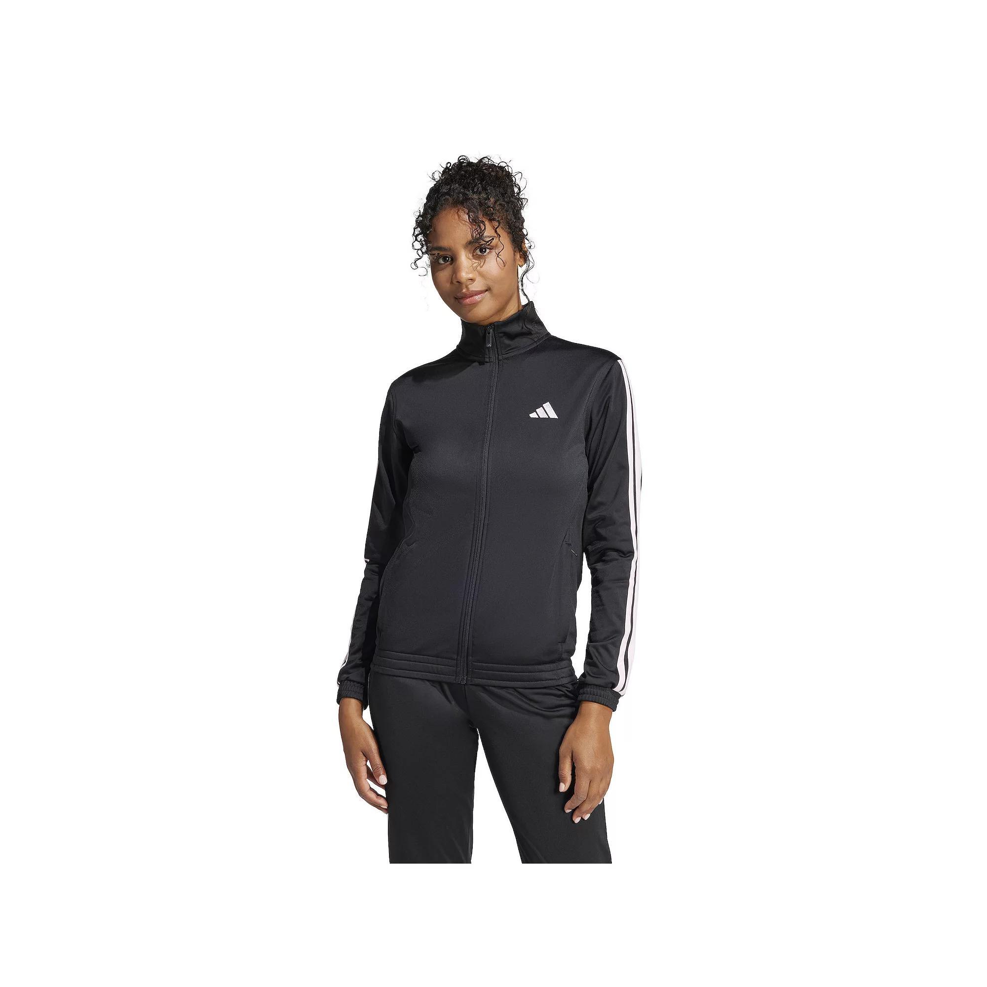 Women's adidas Tricot 3-Stripes Track Top, Size: Small, Black Pink Product Image