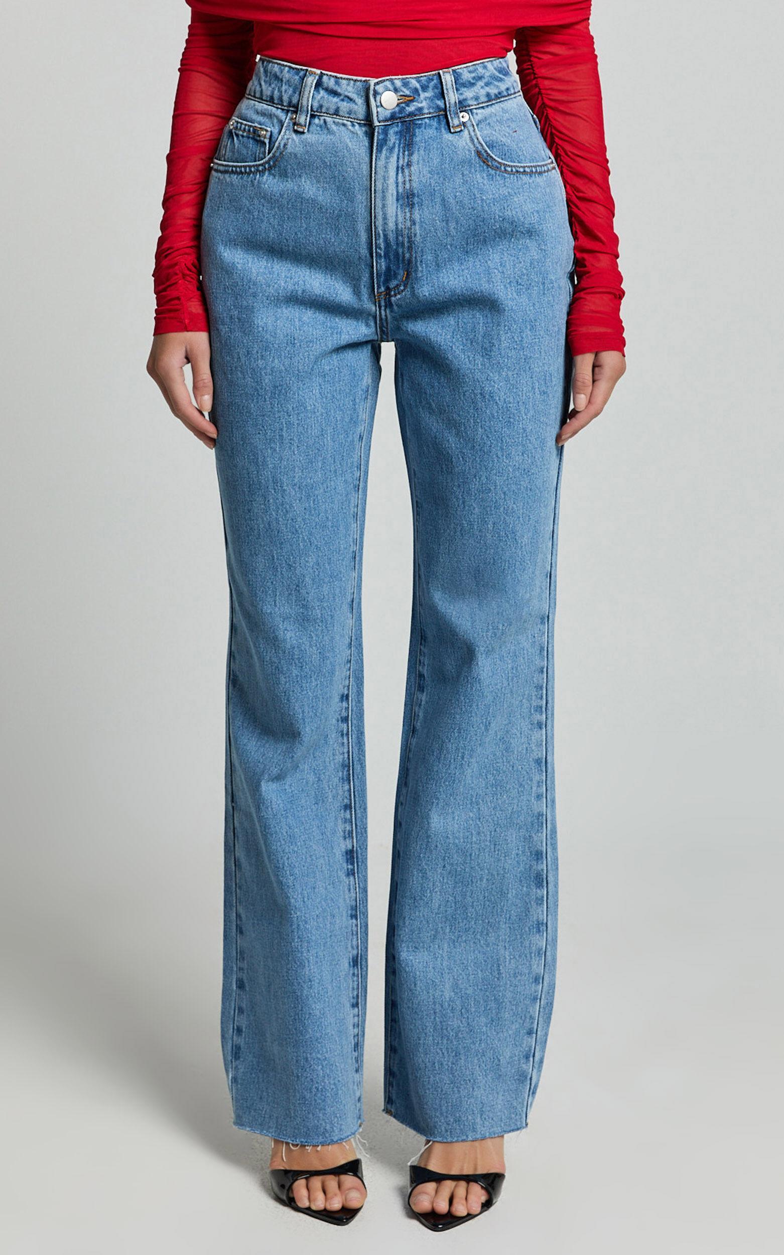 Dexter Jeans - High Waisted Straight Leg Denim Jeans in Blue Product Image