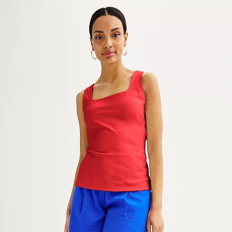 Women's Nine West Sculpt Squareneck Tank Top, Size: Large, Maddie Purple Product Image