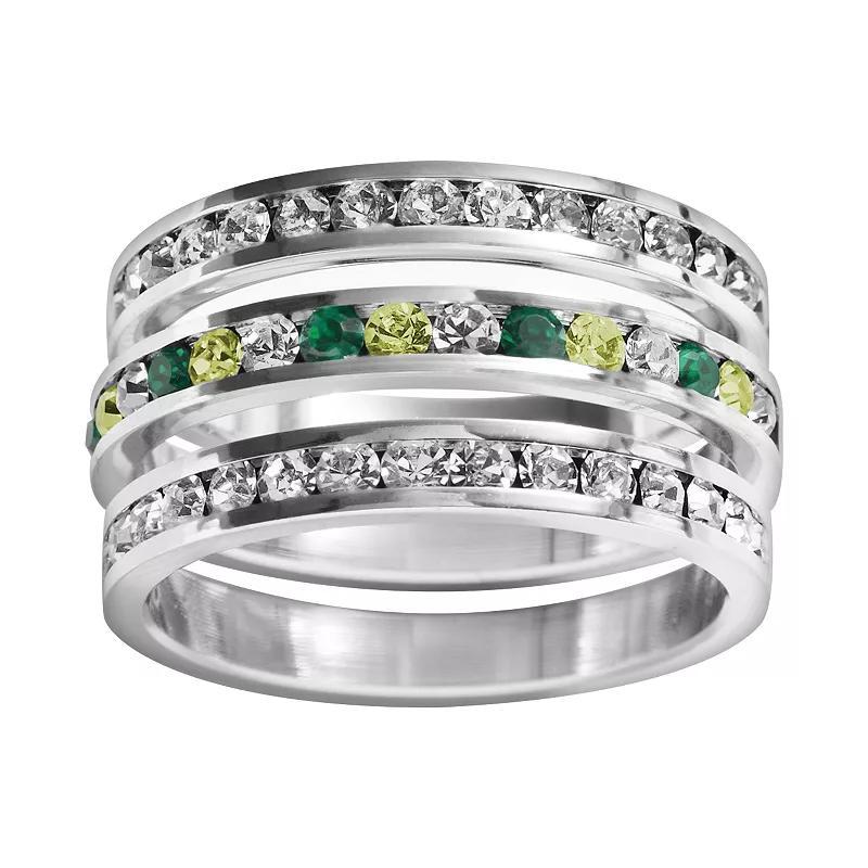 Traditions Jewelry Company Sterling Silver Crystal Eternity Ring Set, Womens White Team Blues Product Image