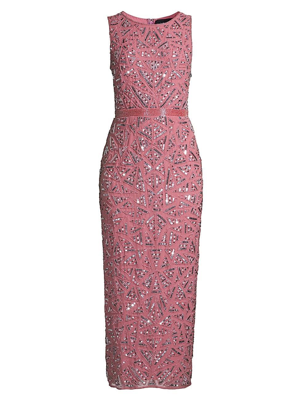 Womens Triangle Bead & Sequin Pattern Midi Sheath Dress Product Image