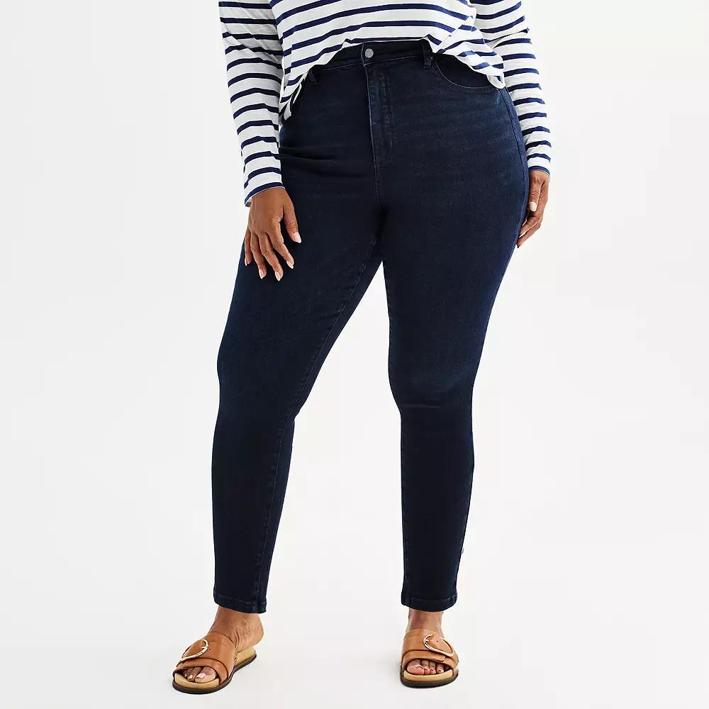 Plus Size Sonoma Goods For Life® High Rise Curvy Skinny Jeans, Women's, Size: 14 W, Dark Rinse Blue Product Image