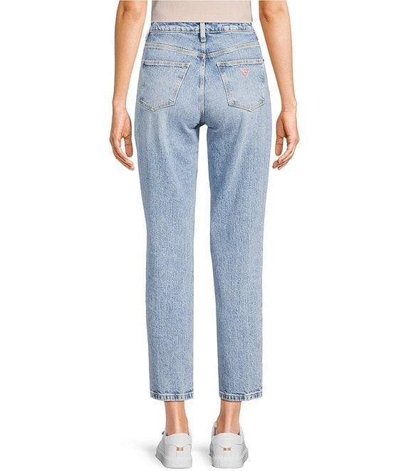 Guess High Rise Straight Leg Denim Mom Jeans Product Image