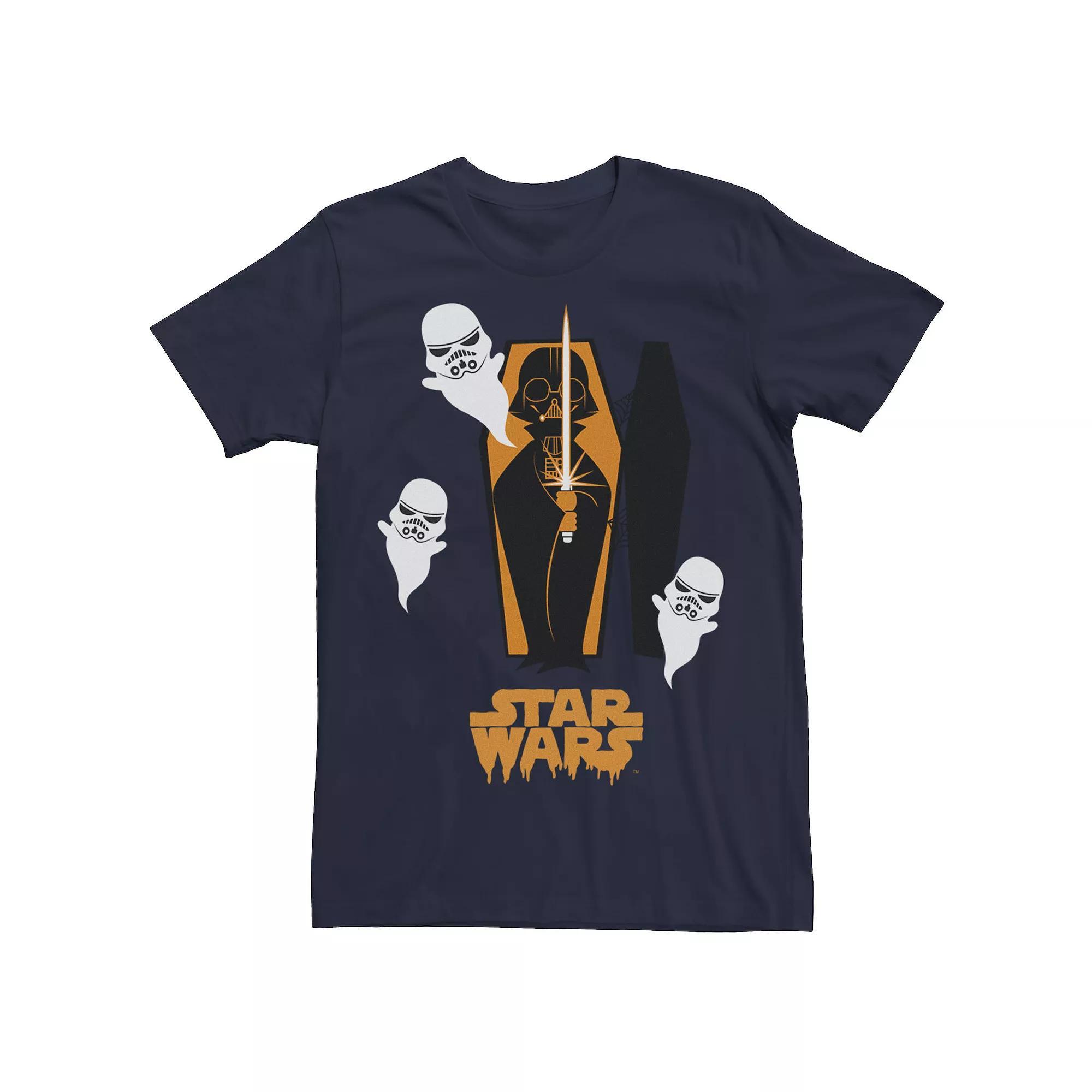 Men's Star Wars Darth Vader Coffin And Trooper Ghosts Tee, Size: 3XL, Blue Product Image