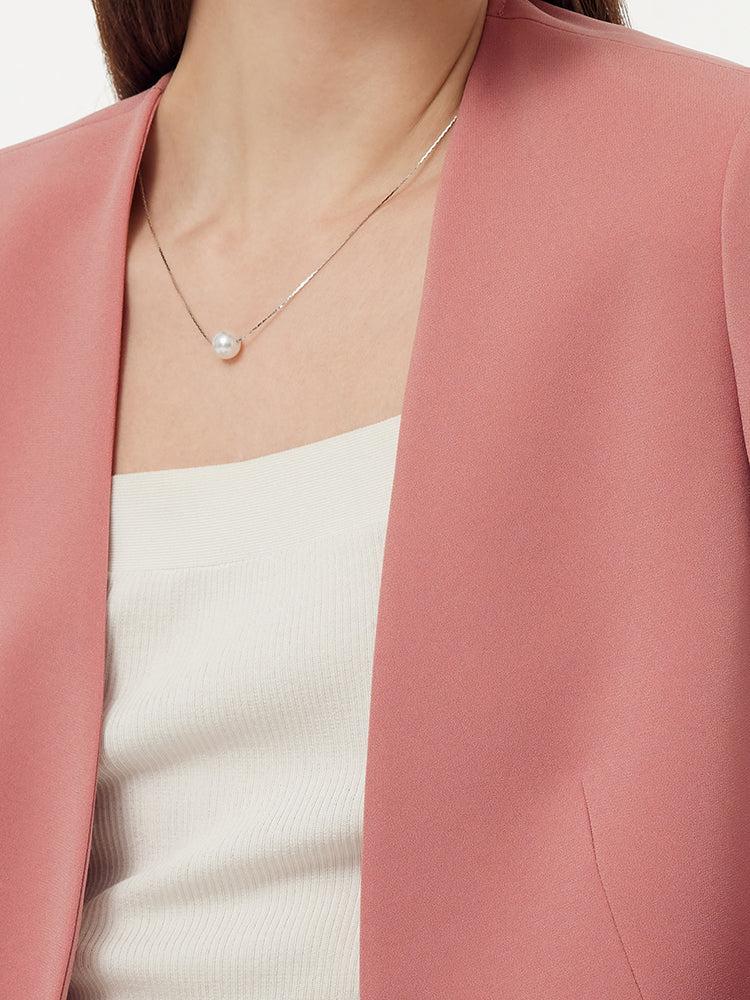 Acetate Collarless Women Crop Blazer Product Image