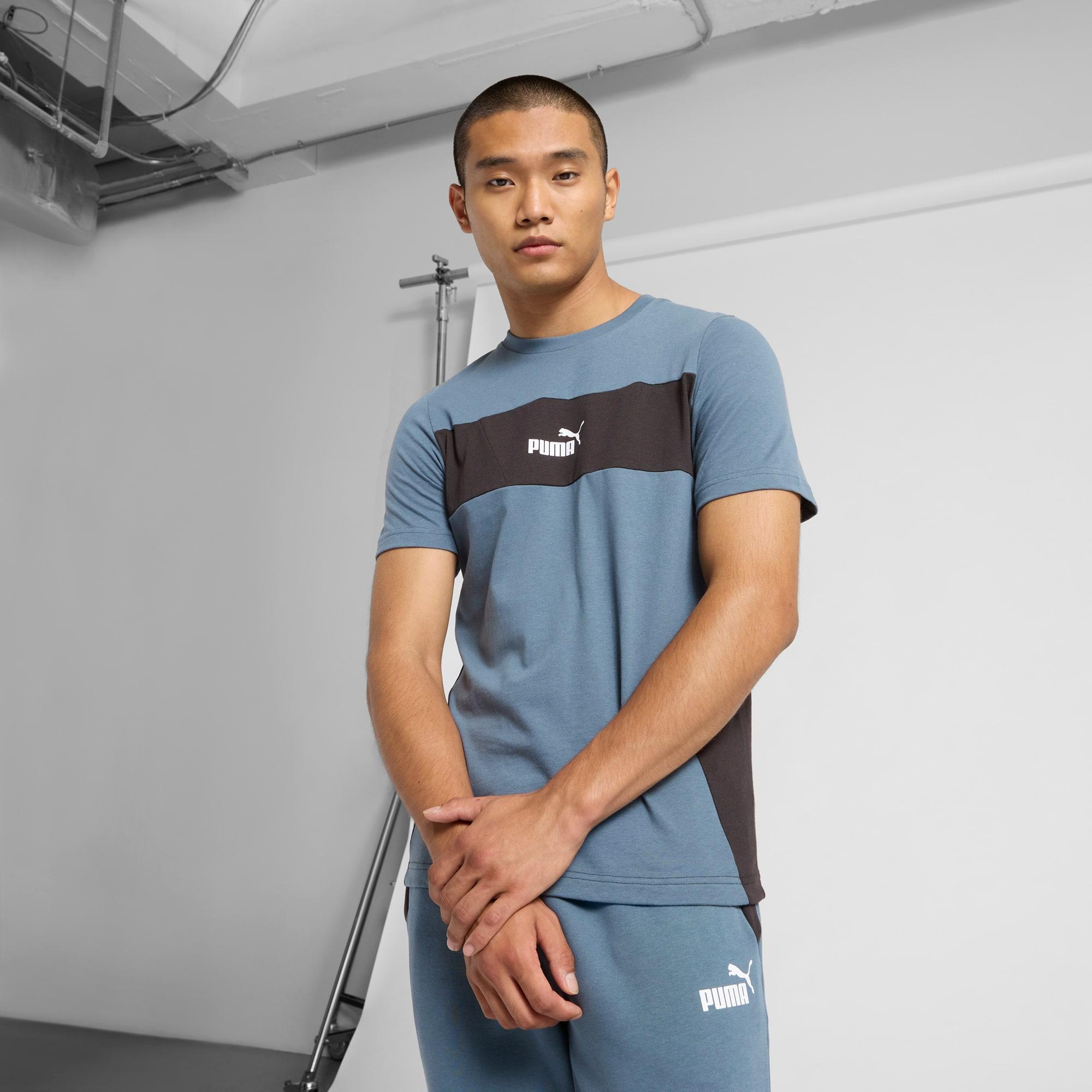 PUMA Power Men's Colorblock T-Shirt in Grey Skies Product Image